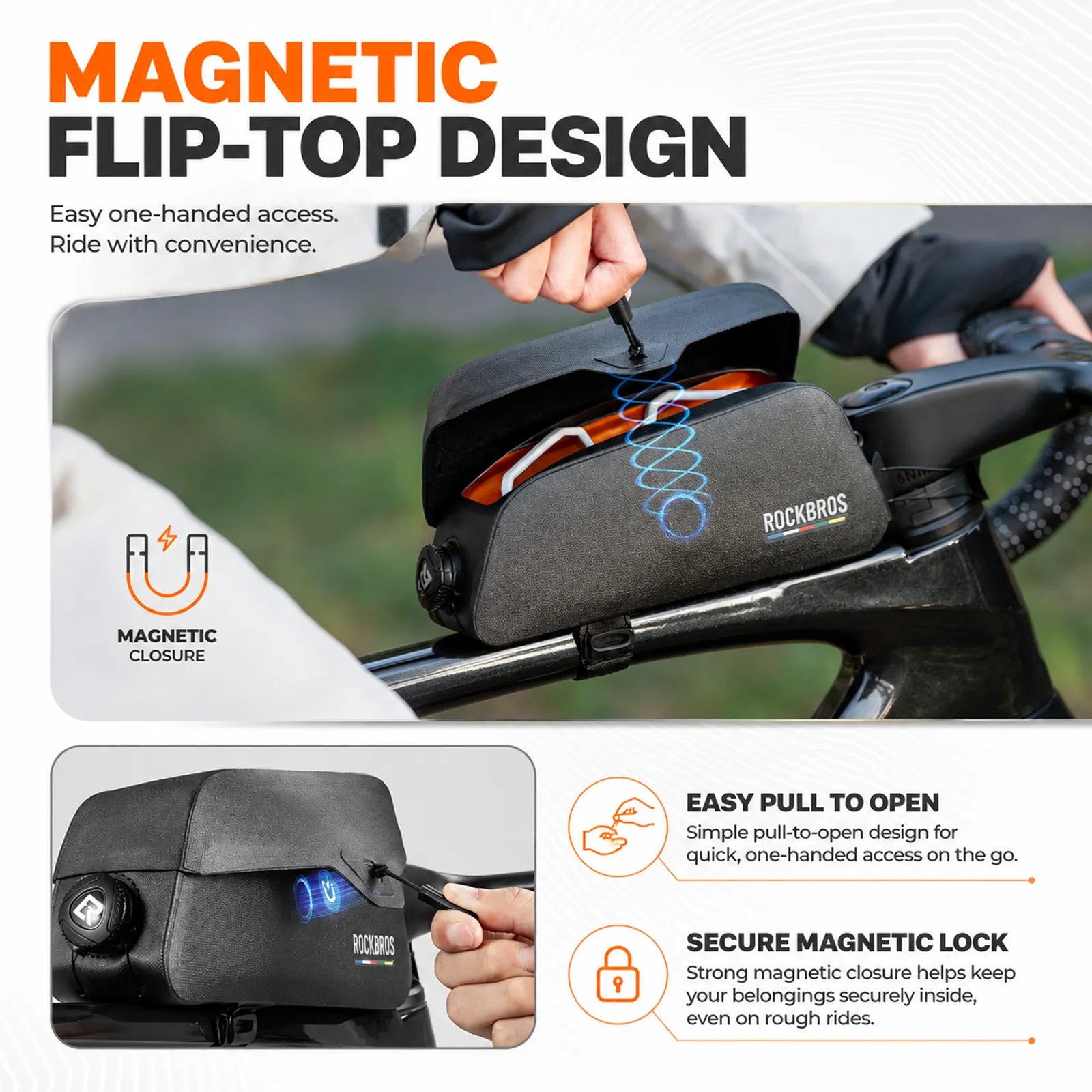 Road to Sky waterproof magnetic bike frame bag, 0.6L to 0.9L capacity
#size_0.9L