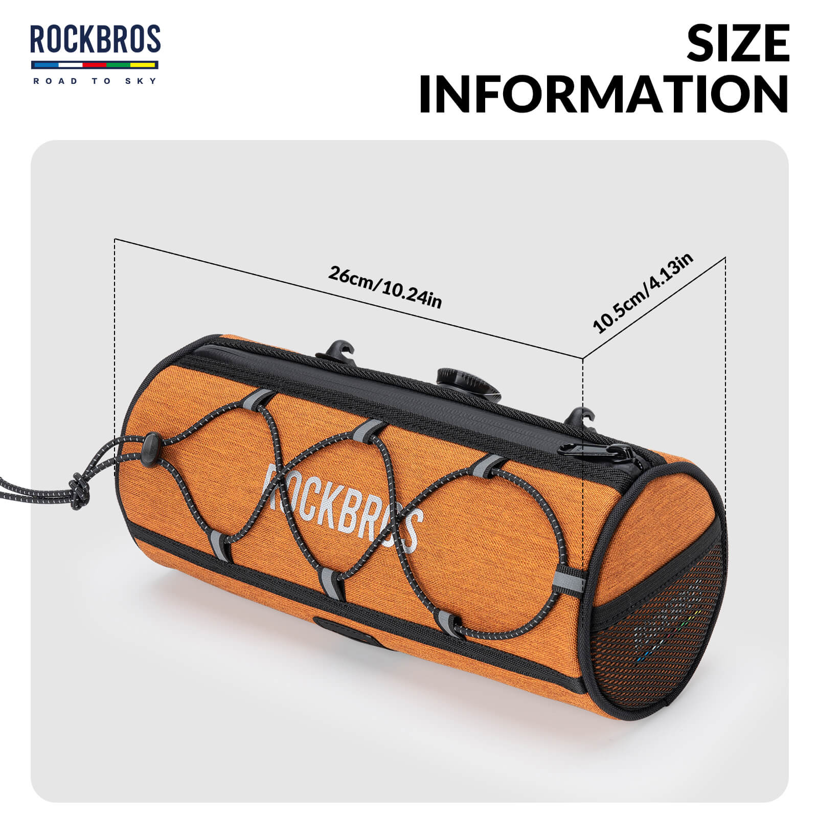 ROCKBROS 1.5L Deluxe Bike Handlebar Bag with One-Click Twist Lock System.
#color_orange