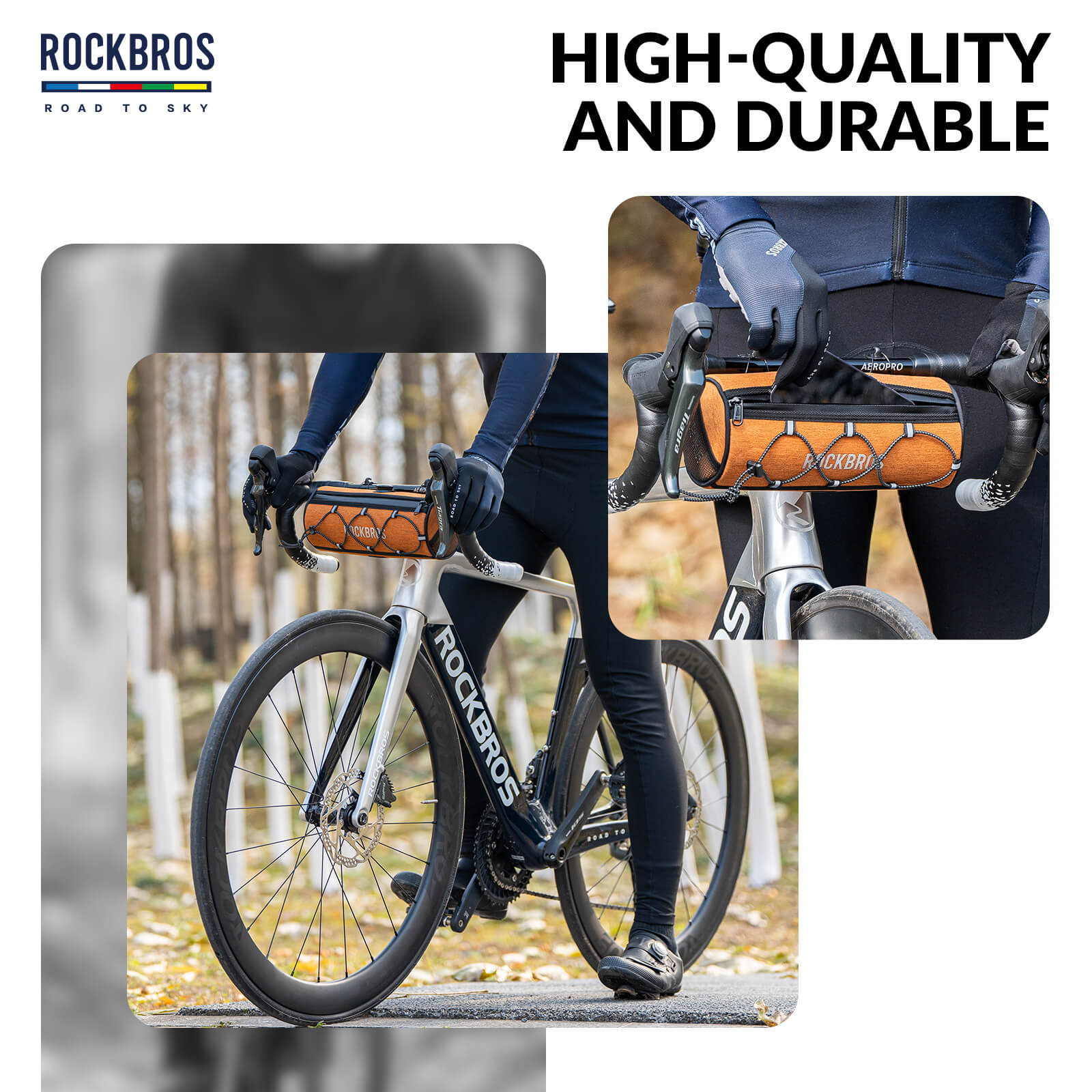 ROCKBROS 1.5L Deluxe Bike Handlebar Bag with One-Click Twist Lock System.
#color_orange