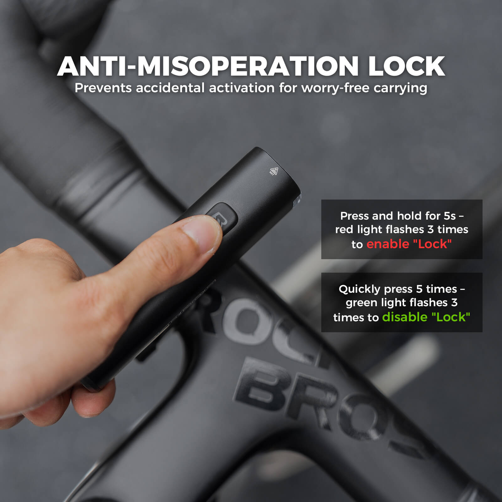 rockbros 1200LM Waterproof Bike Light for Night Riding.