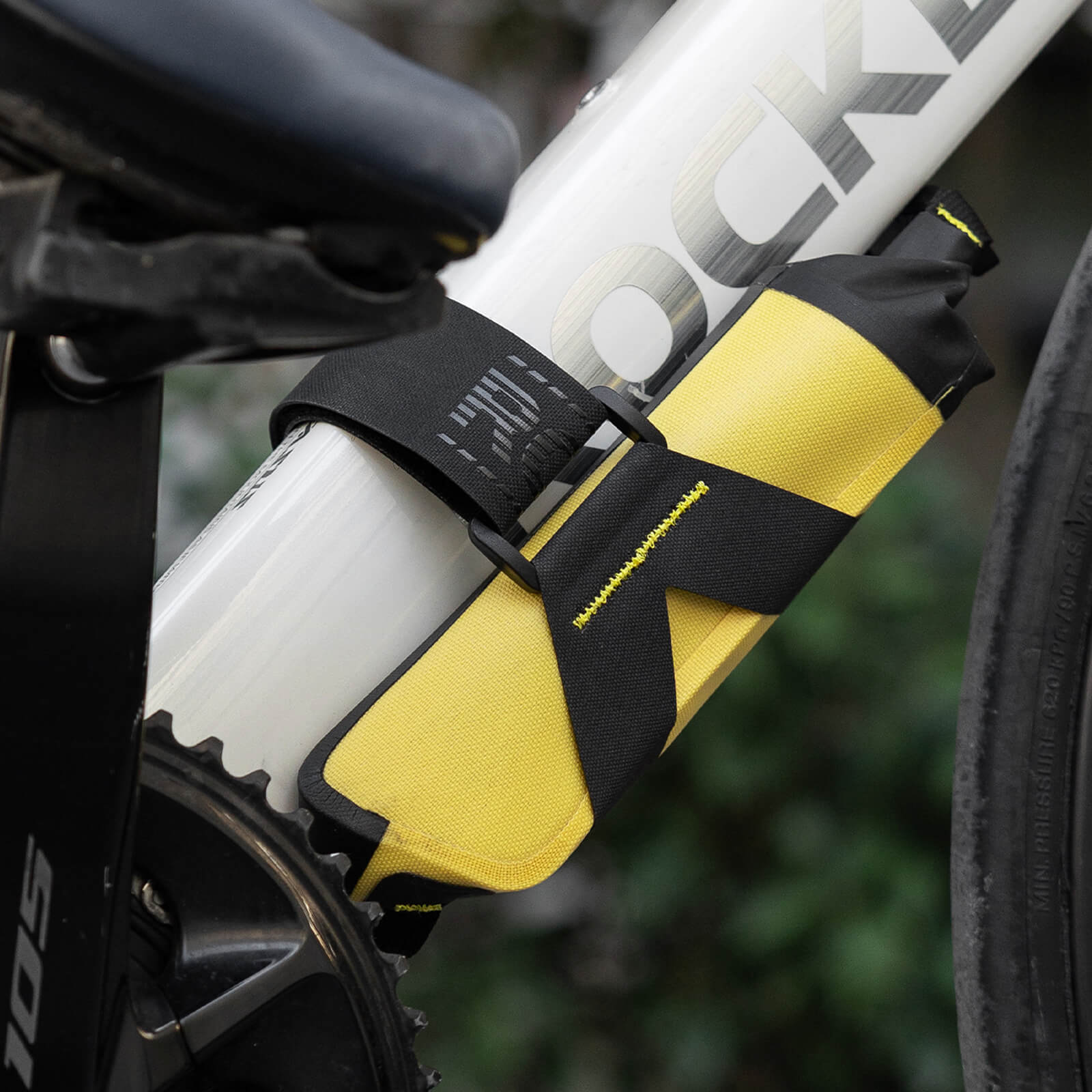 Rockbros 1L High-Vis Yellow Waterproof Roll-Top Bike Frame Bag with Reflective Logo