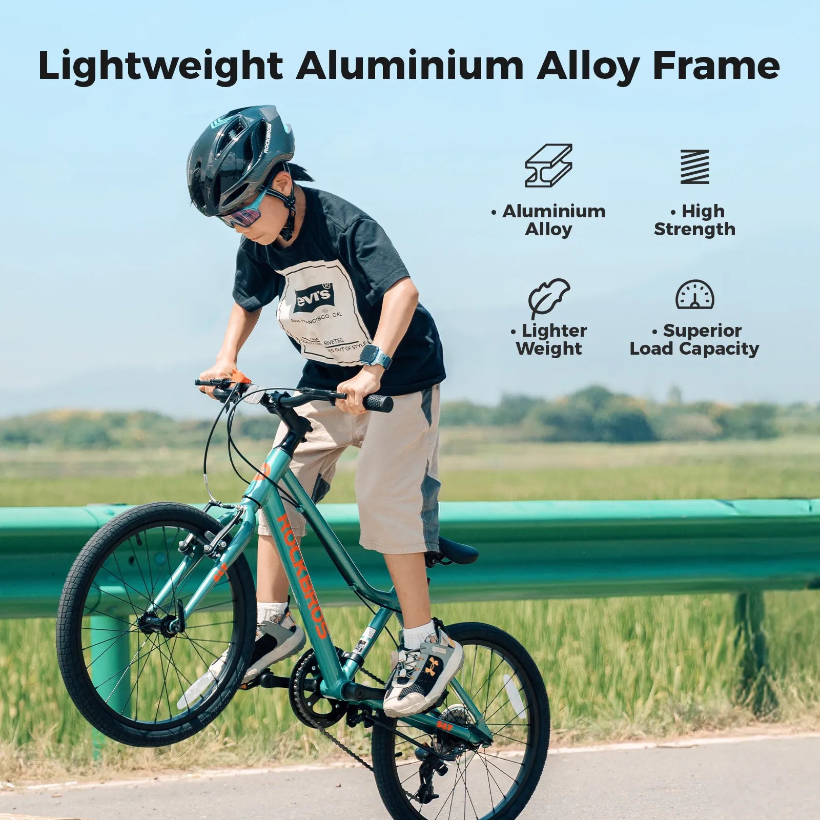 Rockbros 20-inch lightweight aluminum mountain bike suitable for children aged 6-10.
#color_yellow