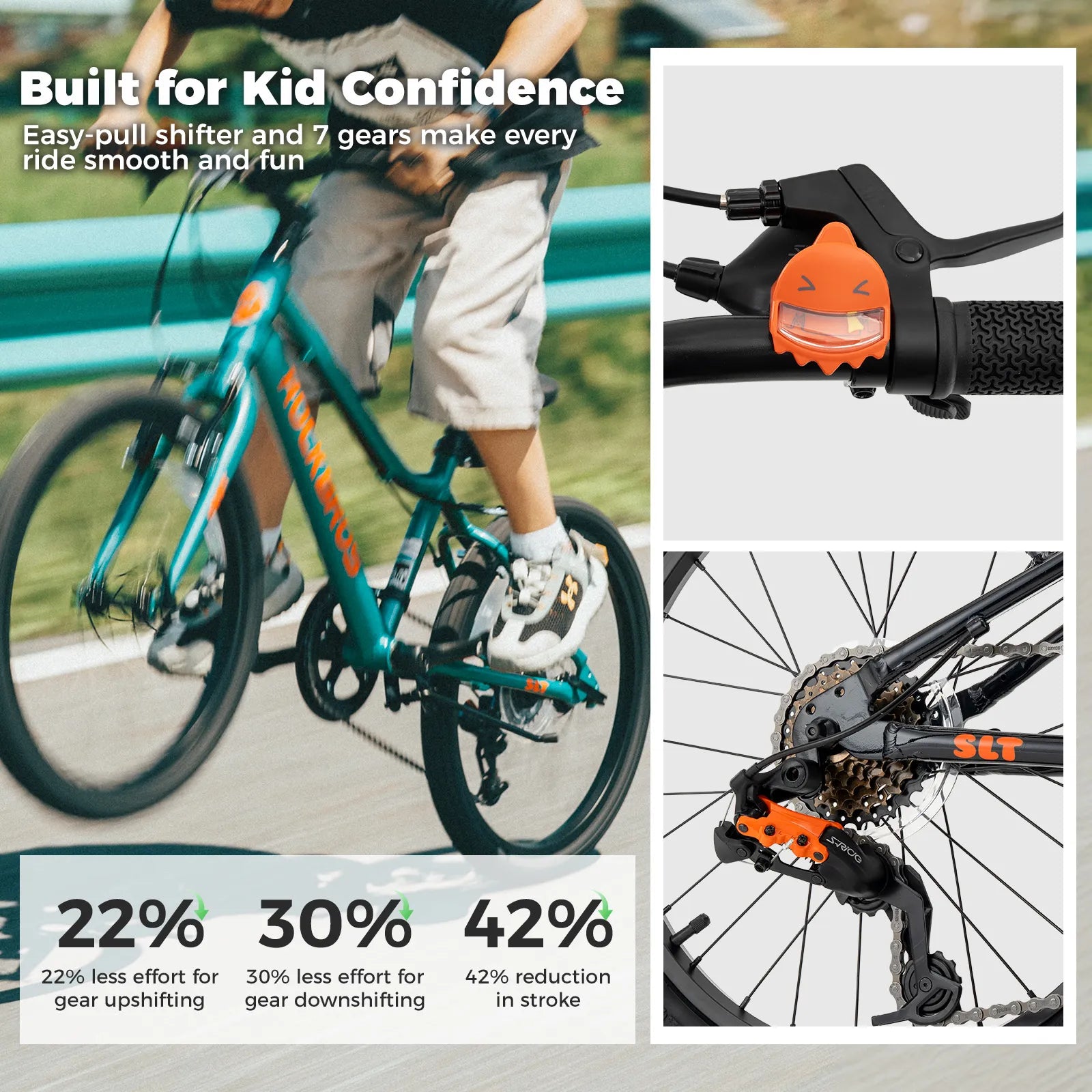 Rockbros 20-inch lightweight aluminum mountain bike suitable for children aged 6-10.
#color_yellow