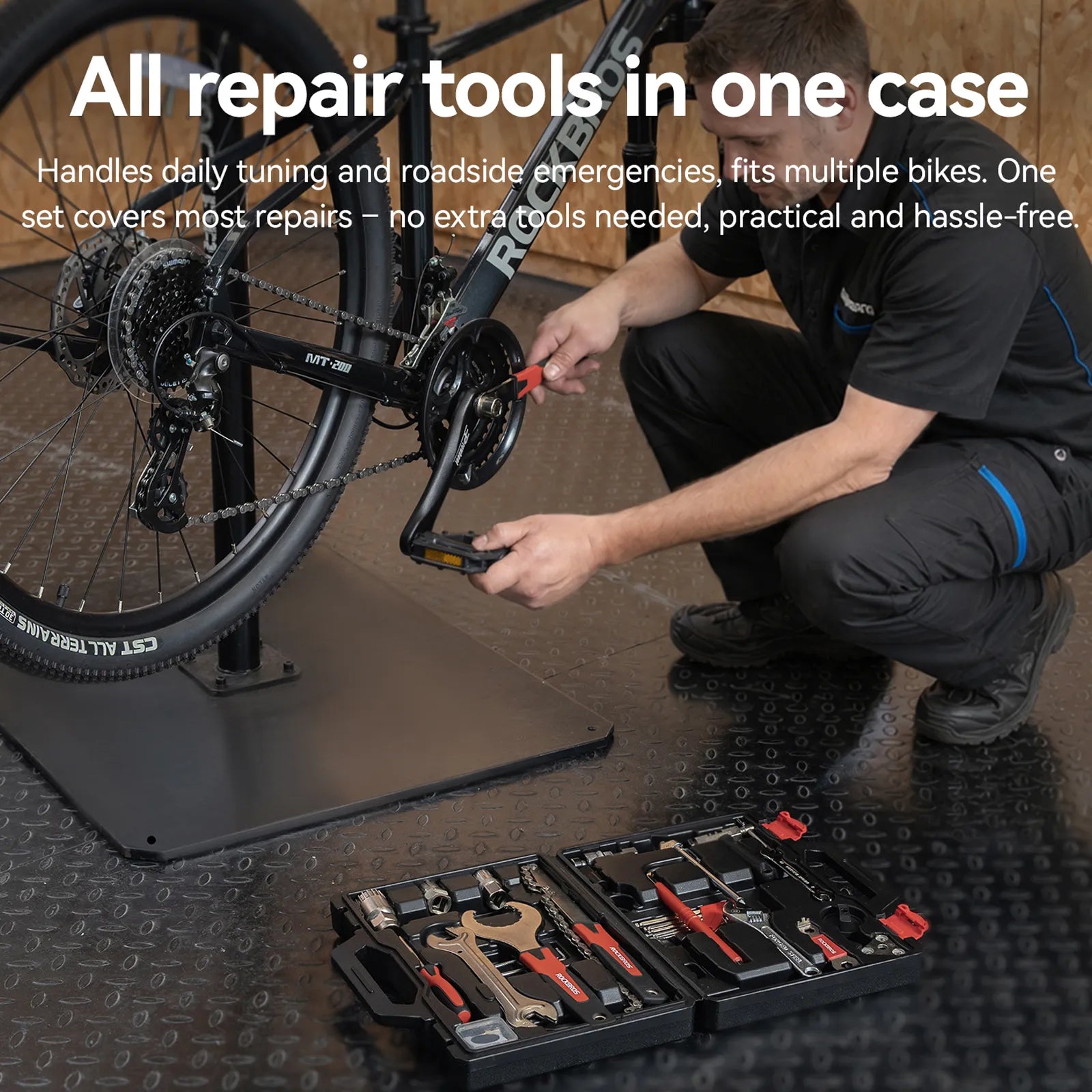 Rockbros 22-in-1 compact bike multi tool repair kit for MTB and road bikes premium steel finish