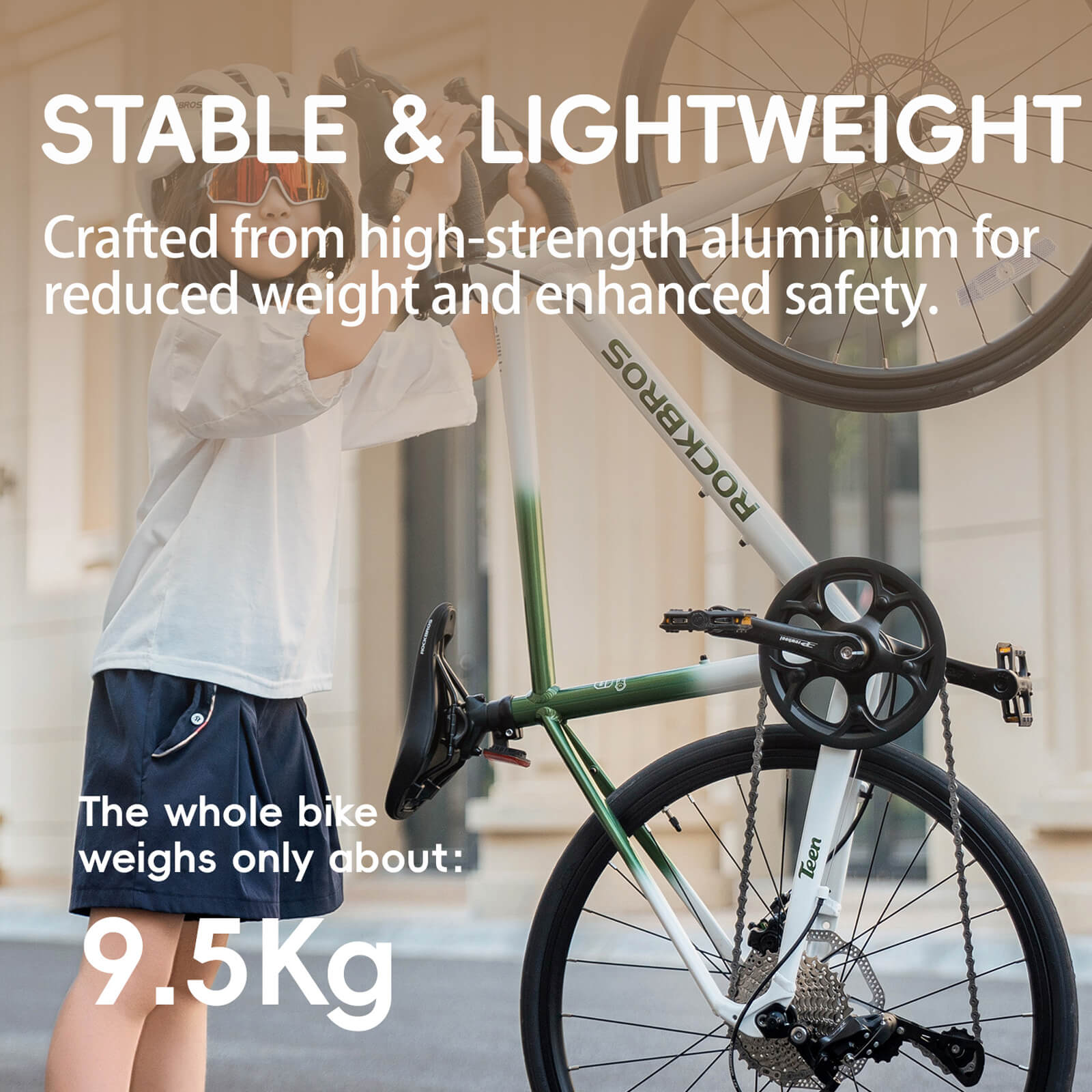 rockbros 22 inch teen road bike with disc brakes and gears for youth riding.
#option_trail mist gradient