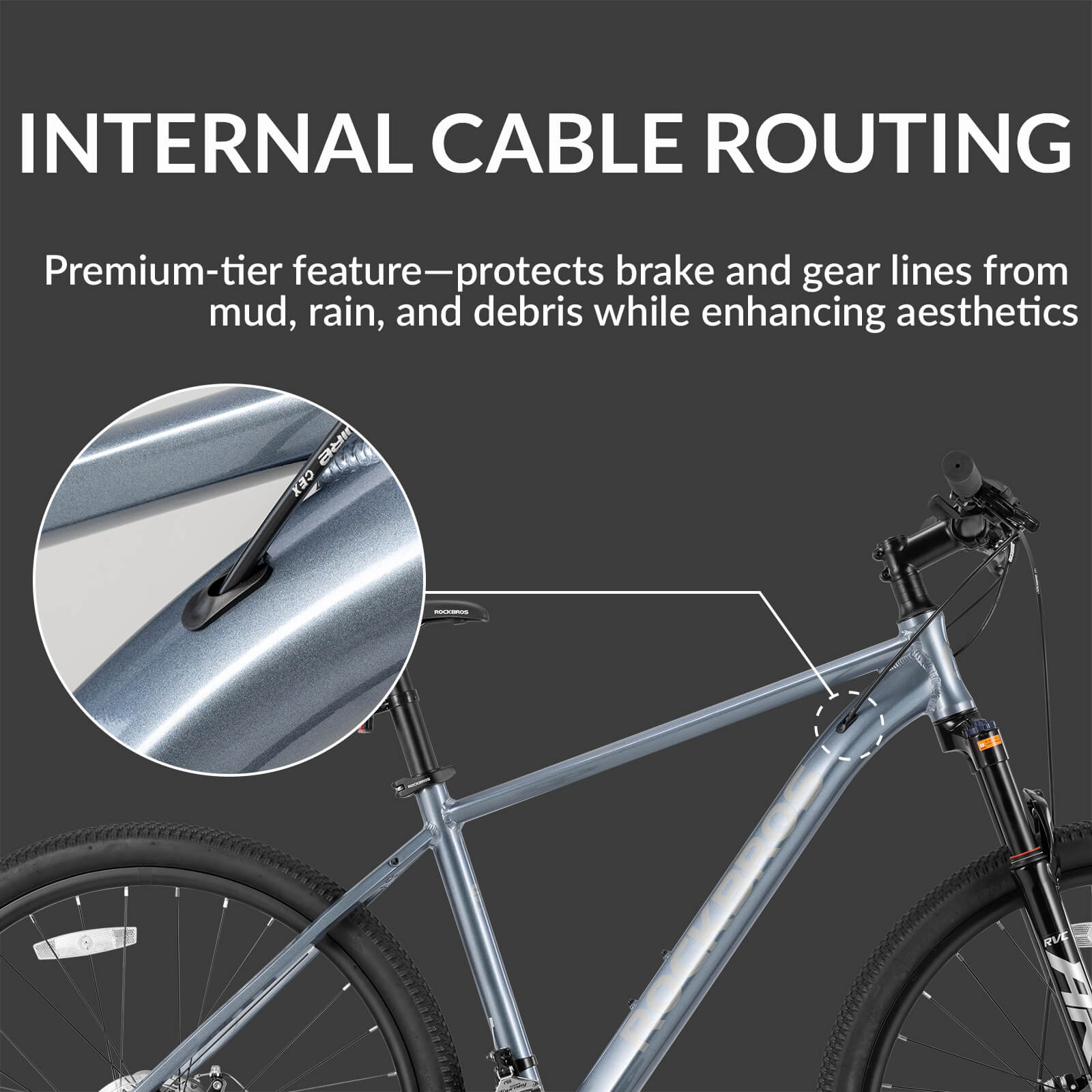 Hydraulic disc brake system on ROCKBROS MT200 mountain bike.
#color_black