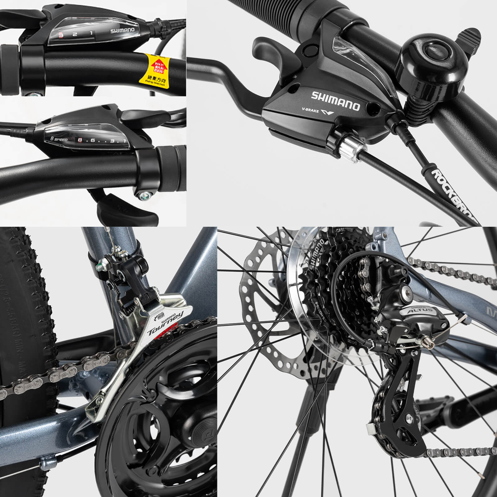 Hydraulic disc brake system on ROCKBROS MT200 mountain bike.
#color_light green