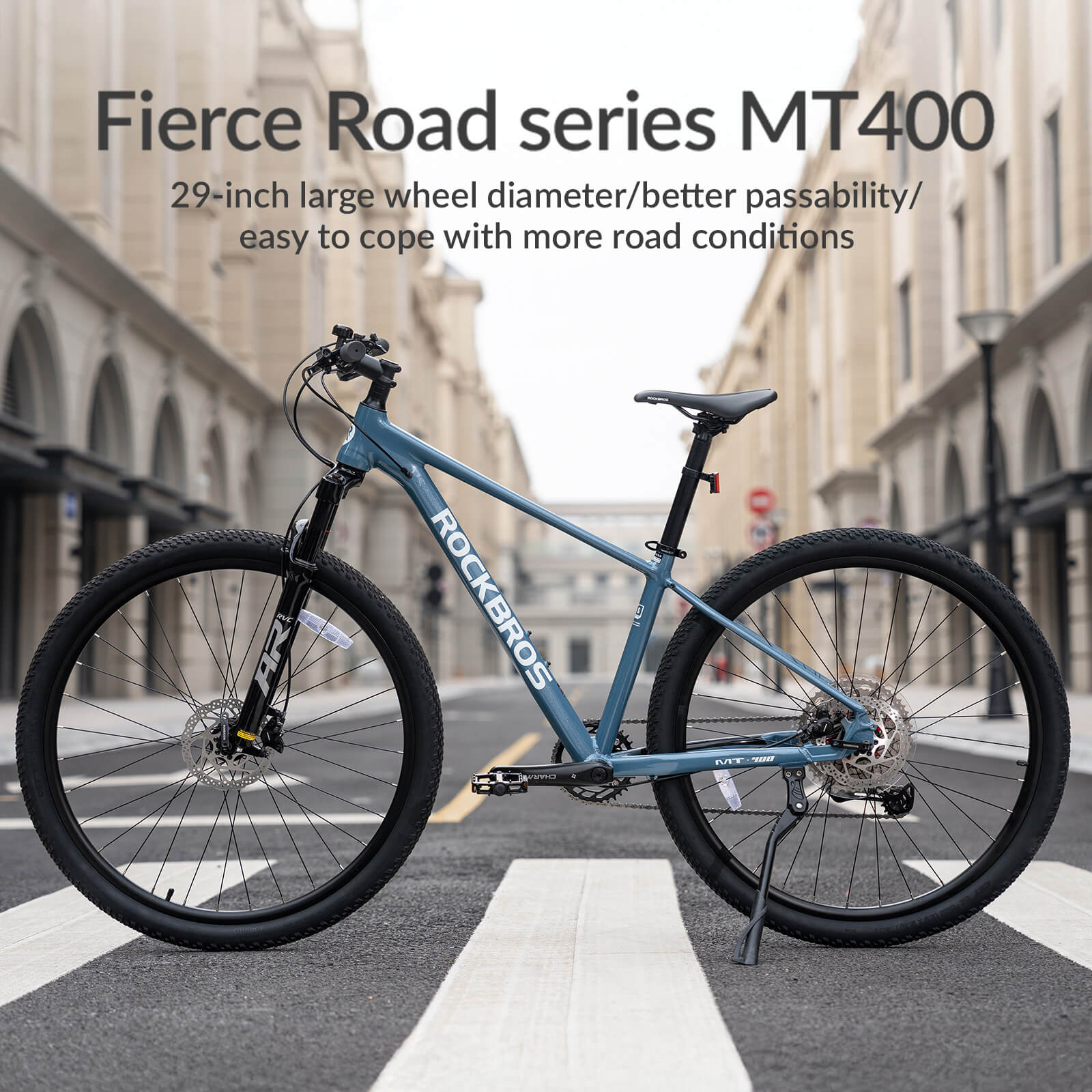 rockbros 29 inch aluminium mountain bike with hydraulic disc brakes for off-road cycling.
#color_blue