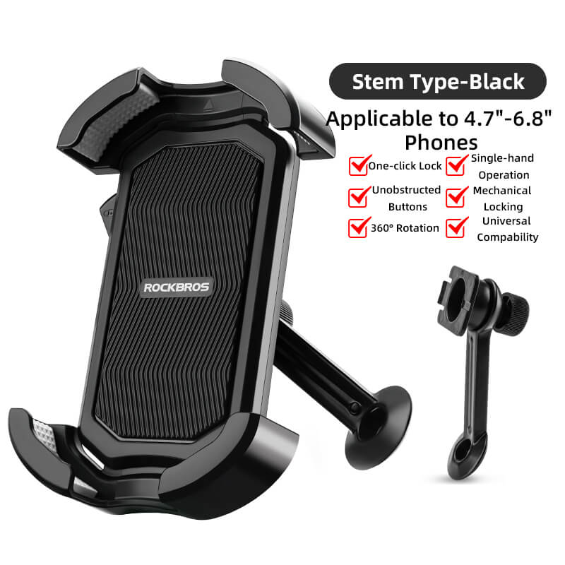 ROCKBROS 360° Rotatable Motorcycle Bike Phone Holder 4.7-6.8Inch Shockproof Cycling Cellphone Mount