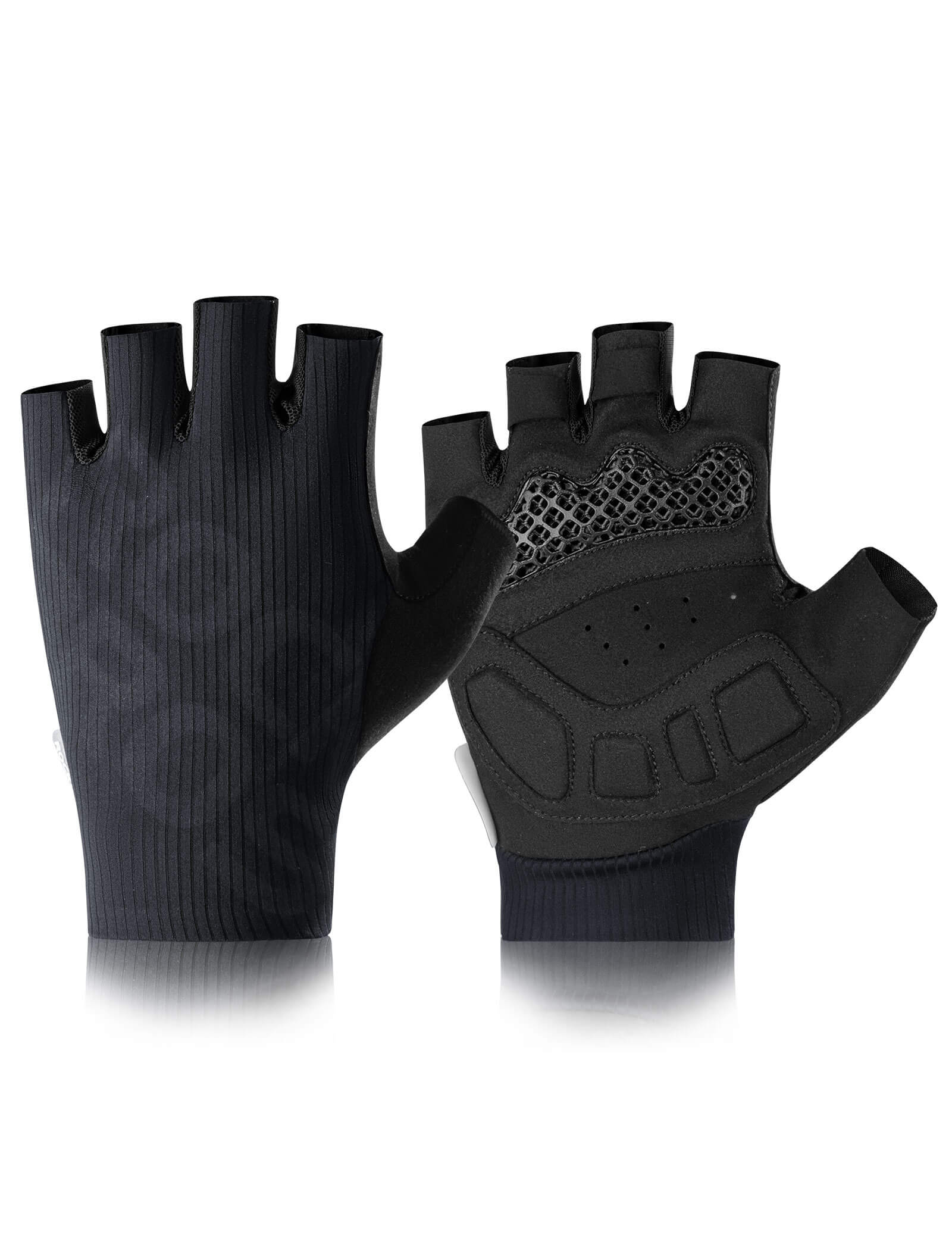 ROCKBROS 3D padded half finger cycling gloves for summer riding.
#color_black