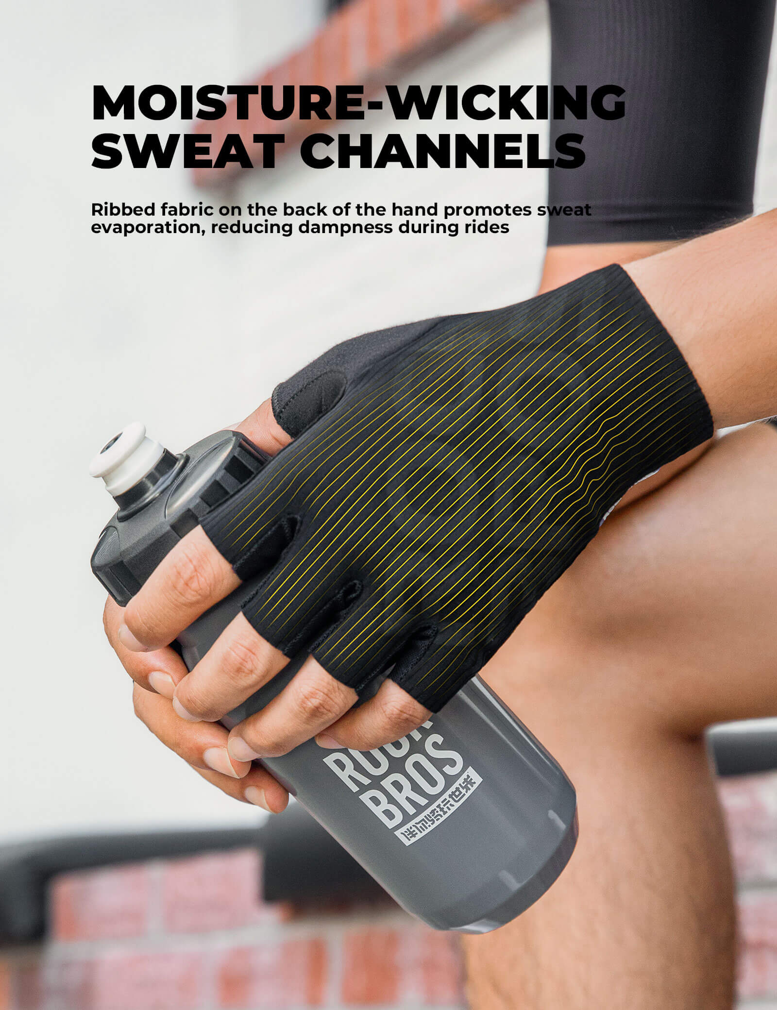 ROCKBROS 3D padded half finger cycling gloves for summer riding.
#color_green