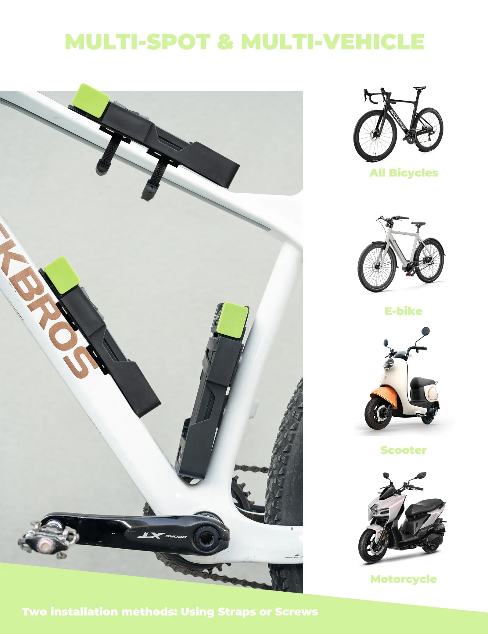 rockbros 4-digit combination folding bike lock for high security.