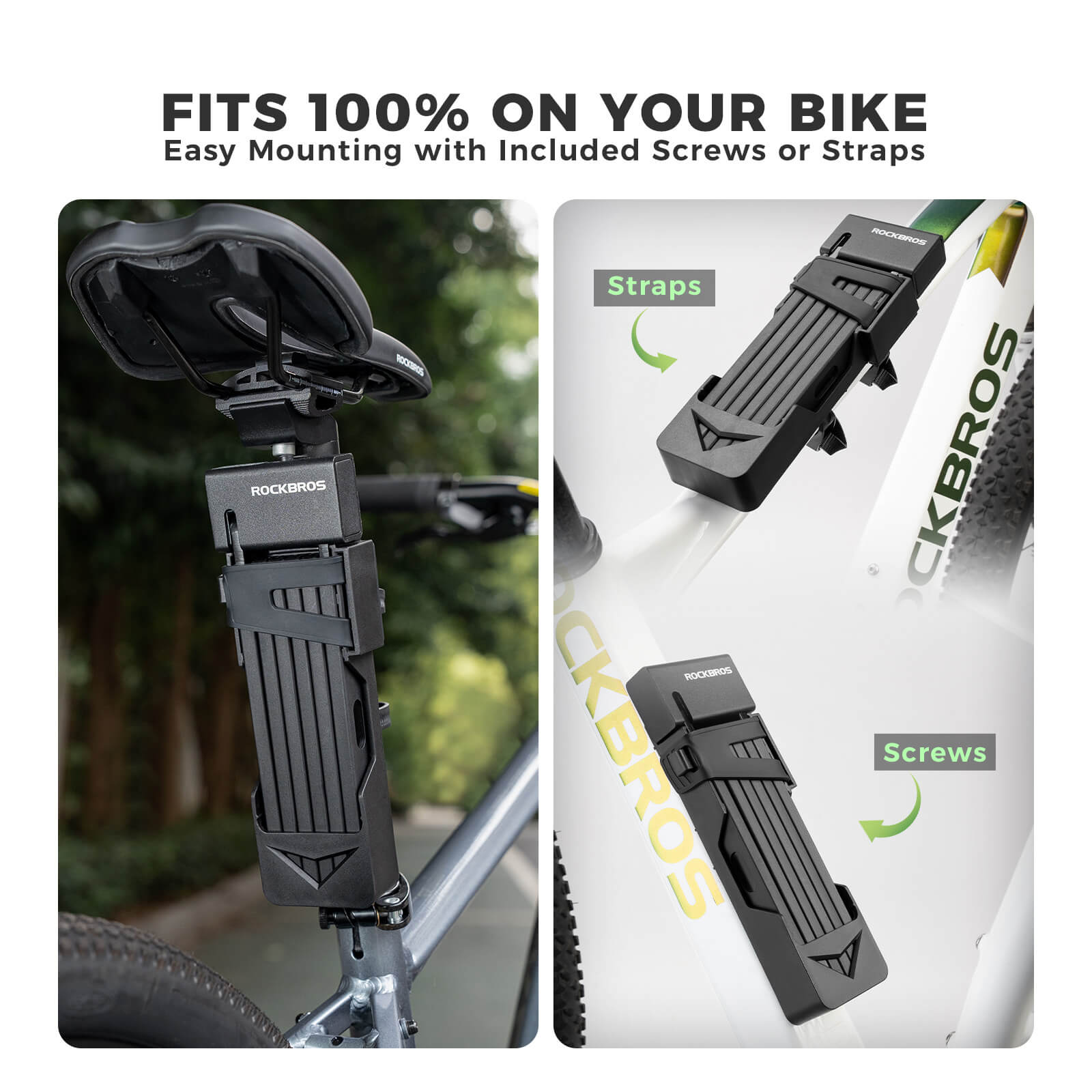 ROCKBROS 6-section foldable bike lock ART 3 certified for urban cycling.