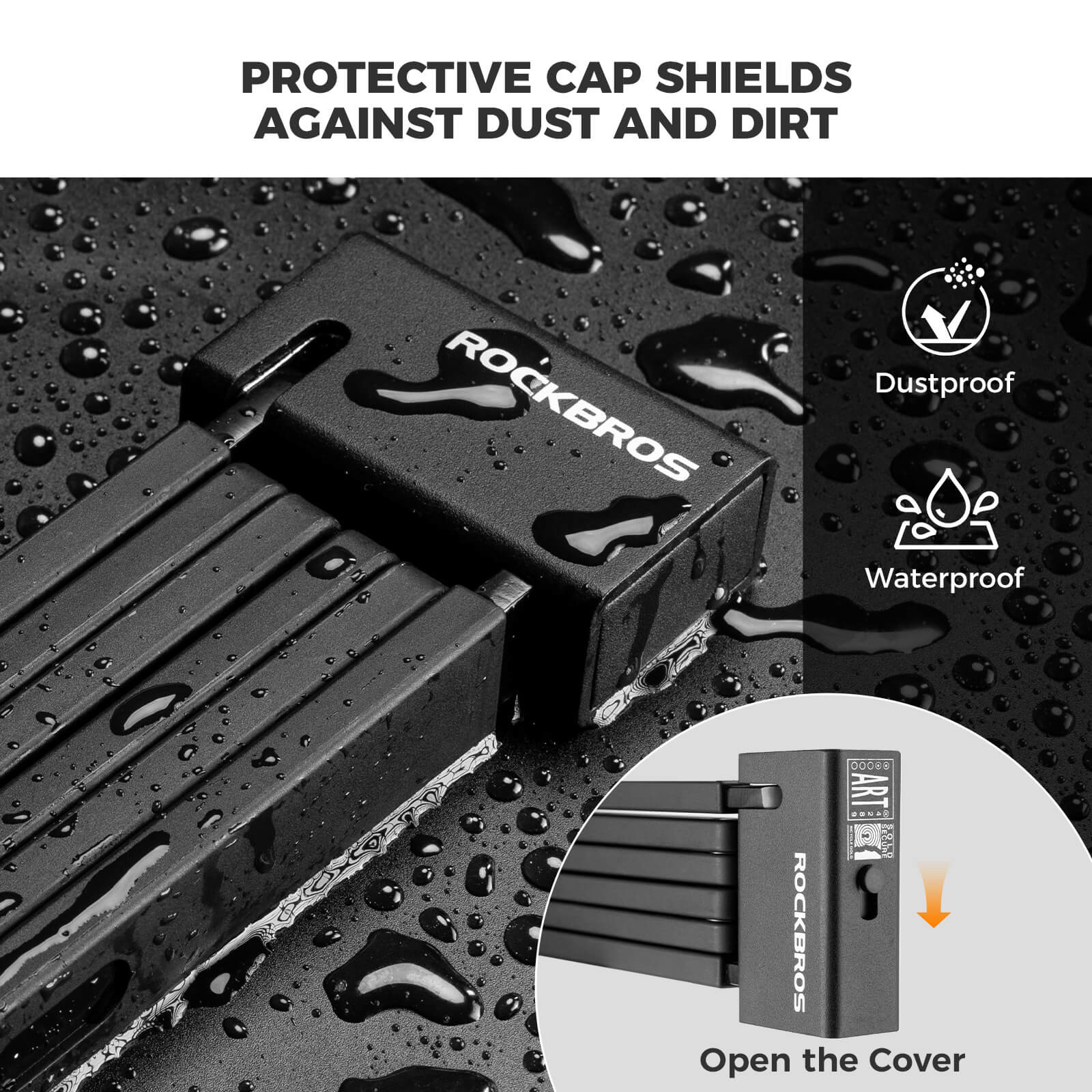 ROCKBROS 6-section foldable bike lock ART 3 certified for urban cycling.