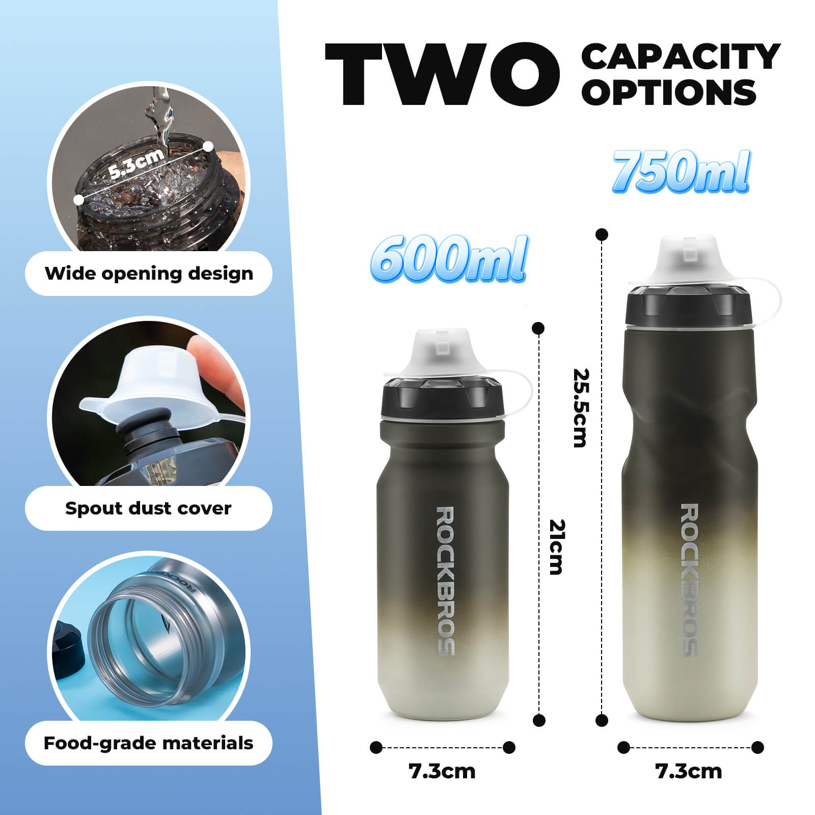 rockbros naturesip 750ml water bottle sports hydration
#color_white