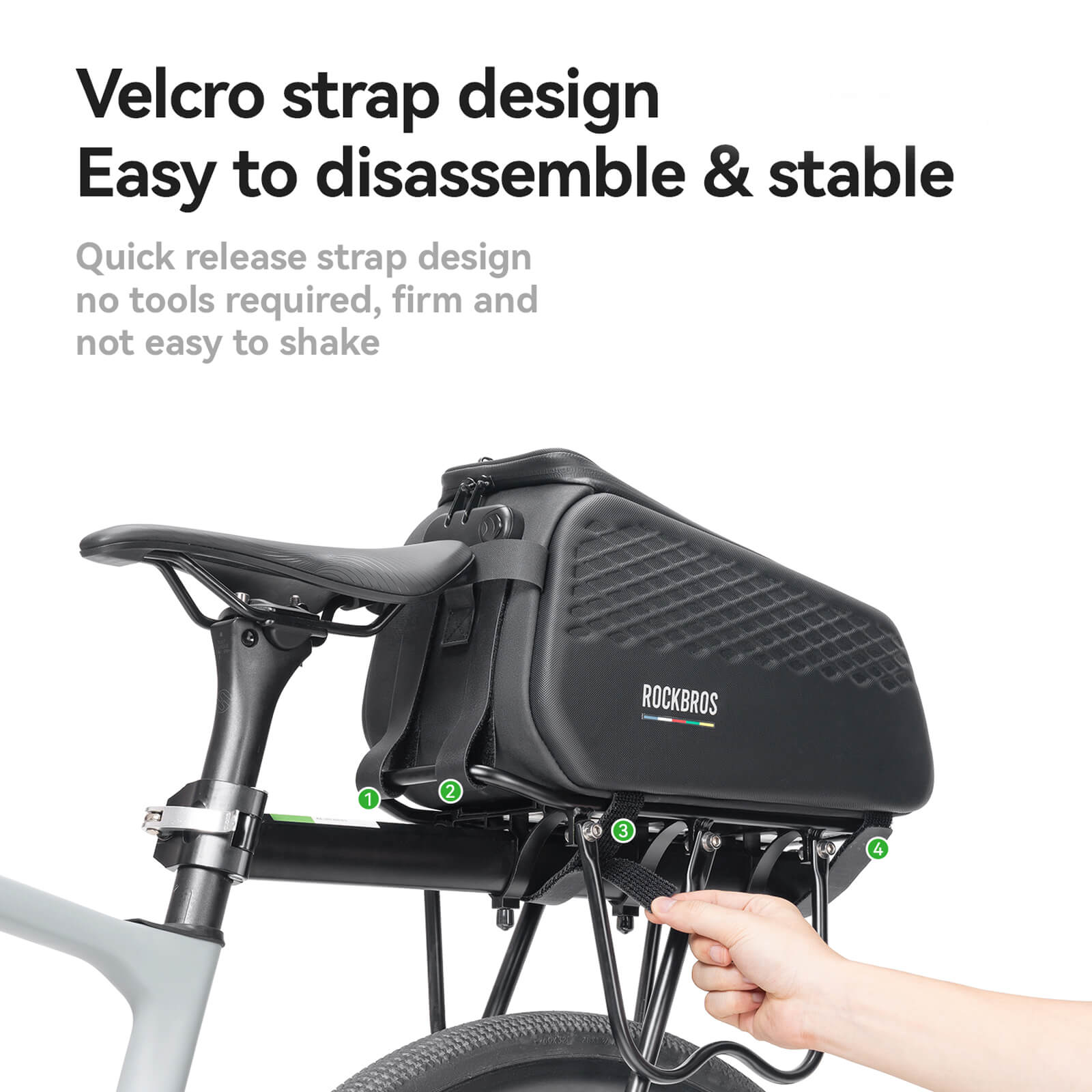 rockbros lockable bike rear rack bag with 3 digit combination lock and led taillight 7l cycling trunk bag for commuting touring and daily riding