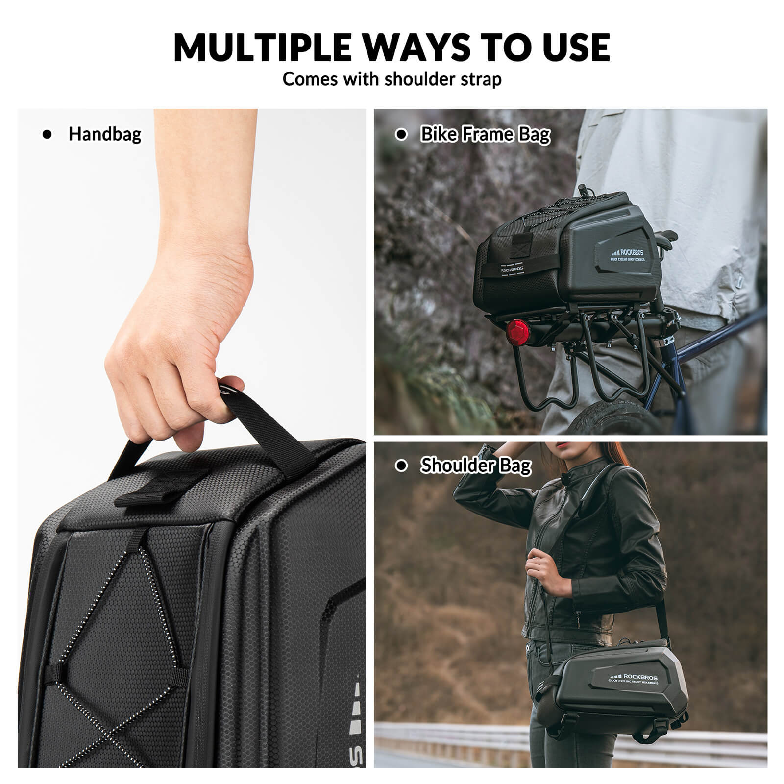 Rockbros 9L waterproof cycling rear rack bag for long distance riding