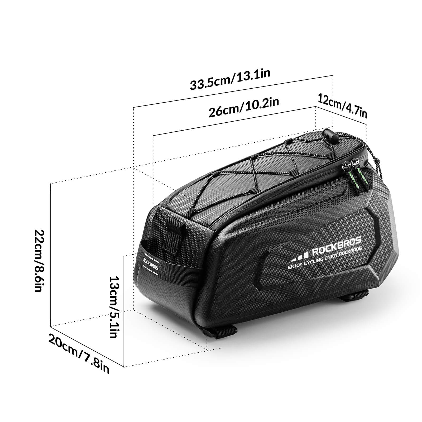 Rockbros 9L waterproof cycling rear rack bag for long distance riding
