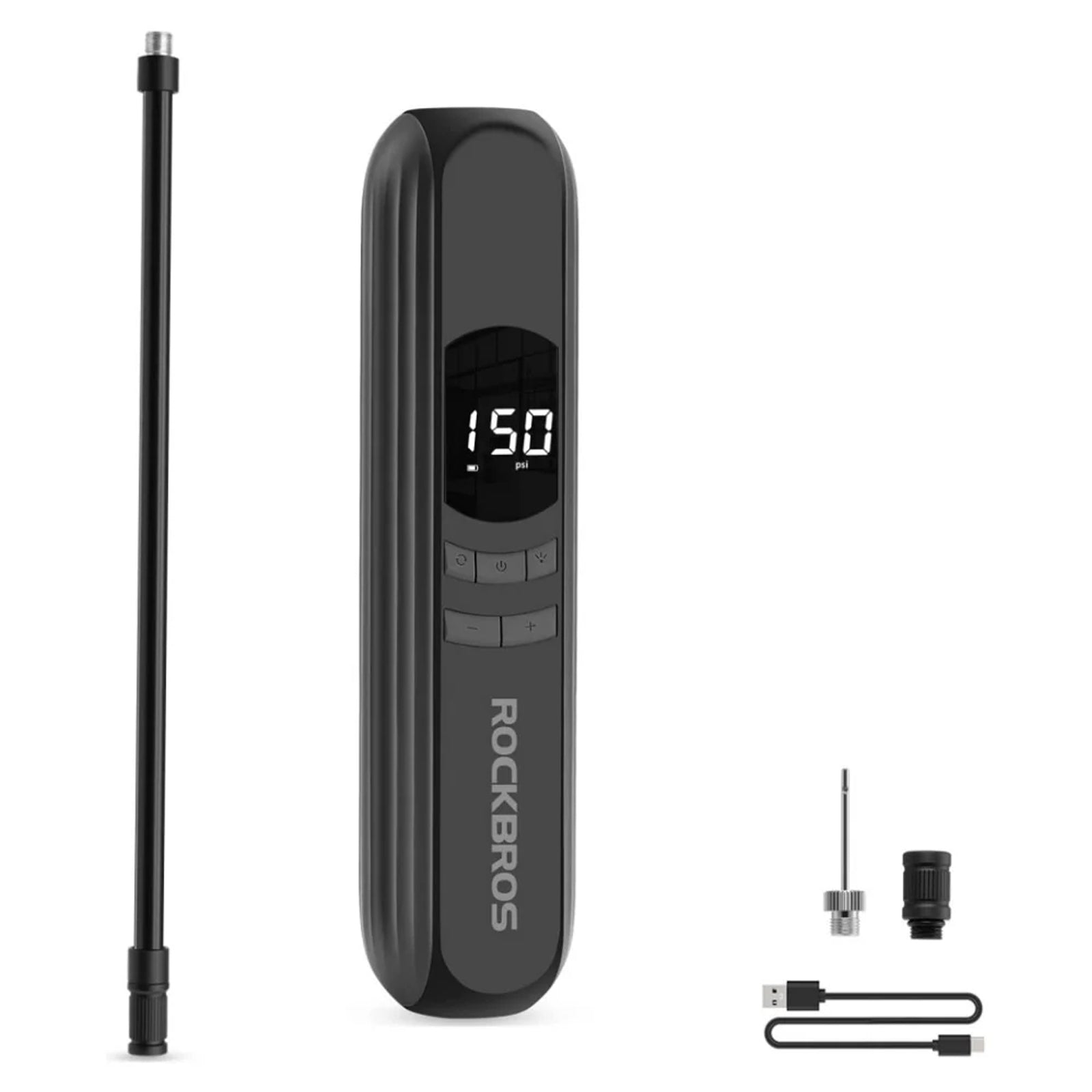ROCKBROS A10 Portable Electric Bike Pump, 150PSI High Pressure Tire Inflator for Road and Mountain Bikes.