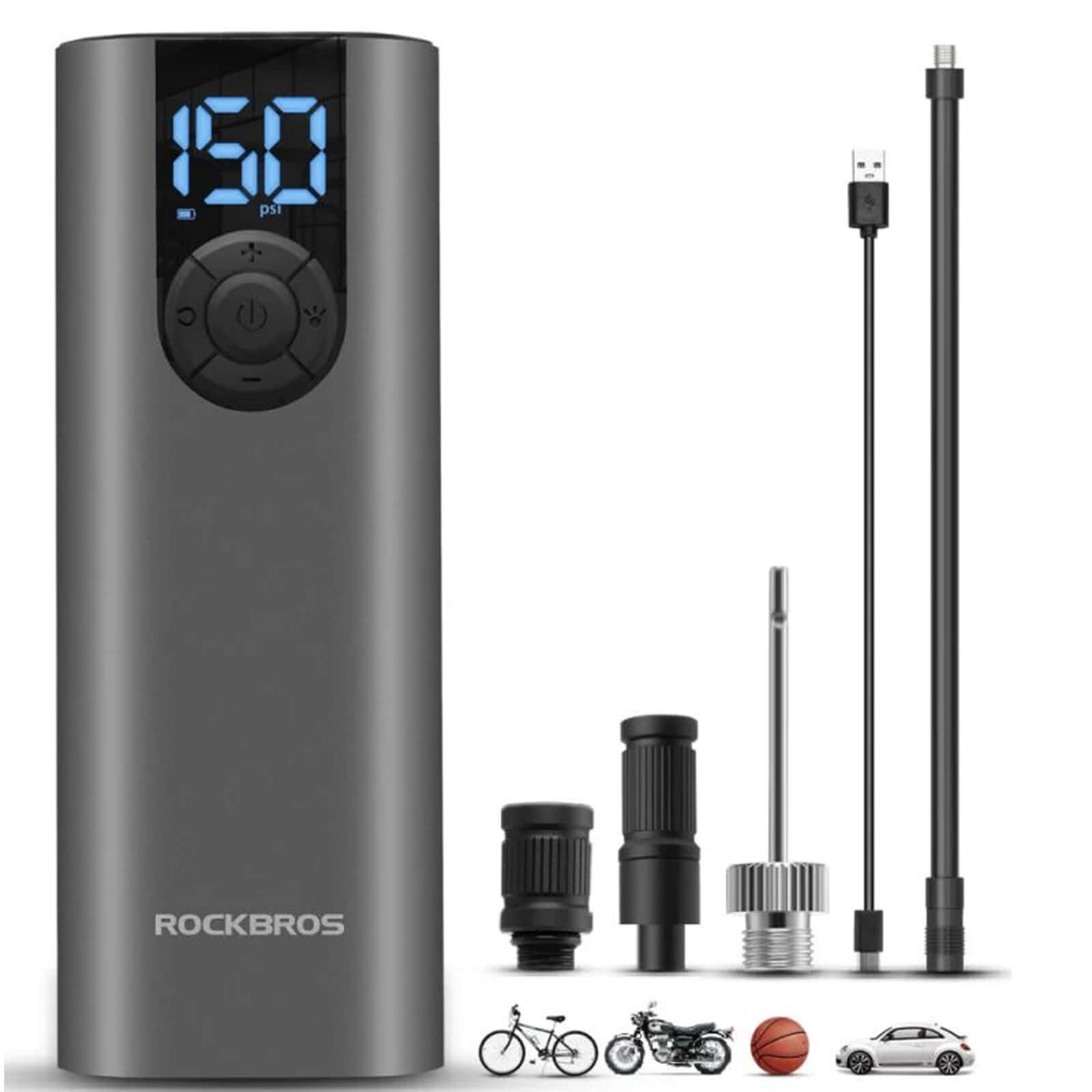 ROCKBROS A8 150PSI electric bike pump for road and mountain bikes
