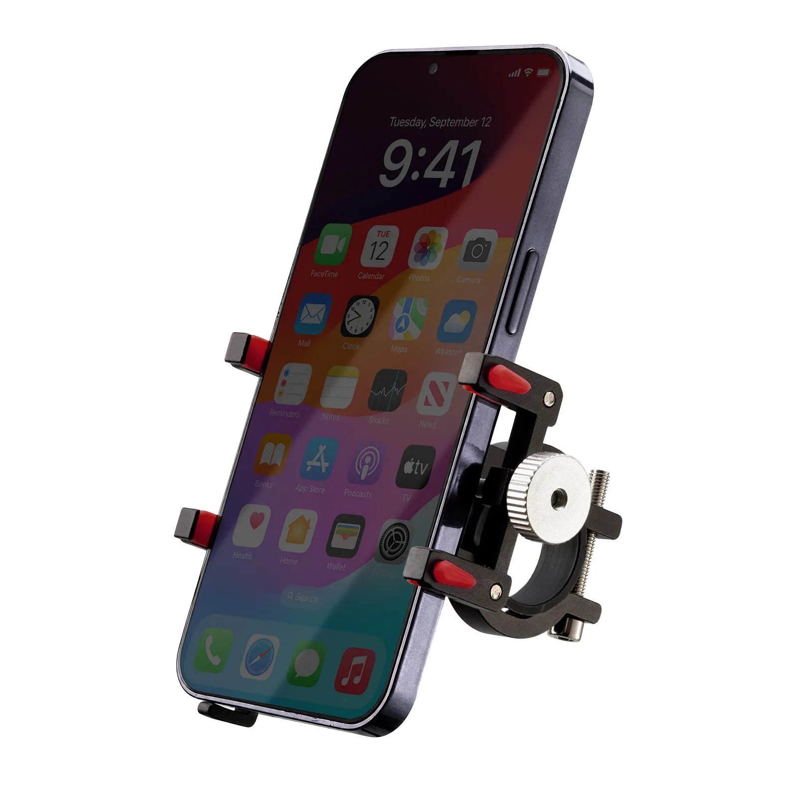ROCKBROS adjustable aluminum bike handlebar phone holder.
#colour_Red