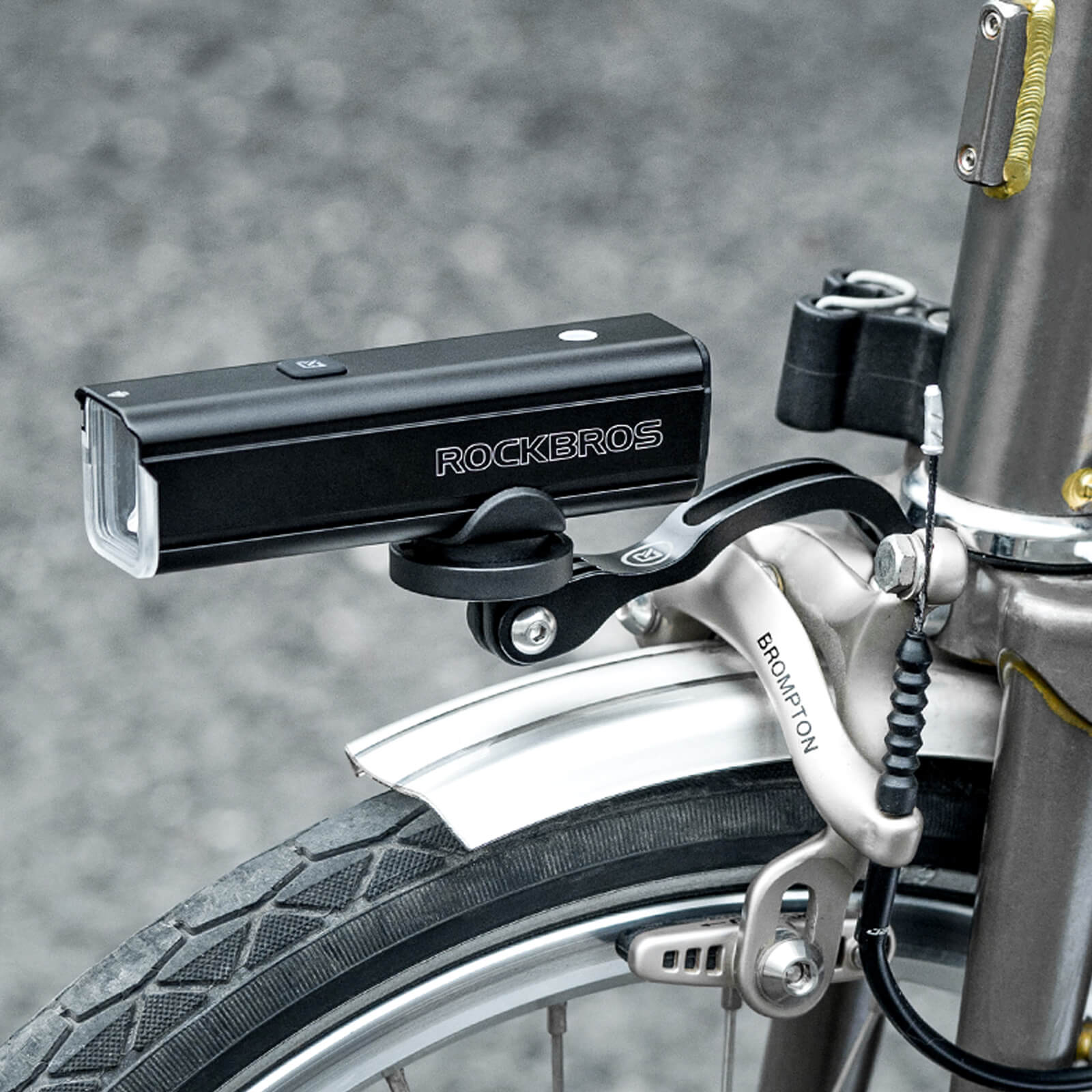 rockbros aluminium front fork light mount for brompton and folding bikes.