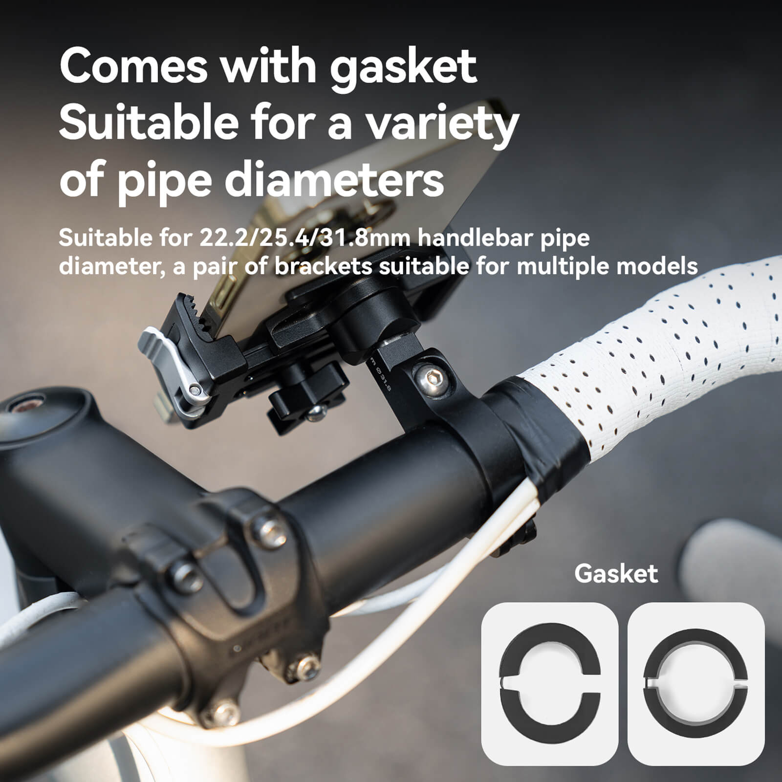 Rockbros Aluminum Alloy Bike Phone Holder with One-Click Auto Lock and Quick Release Design