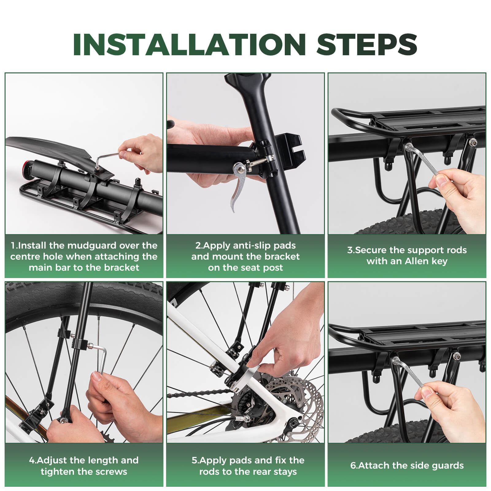 ROCKBROS aluminum alloy quick release bike rack for mountain bike touring.