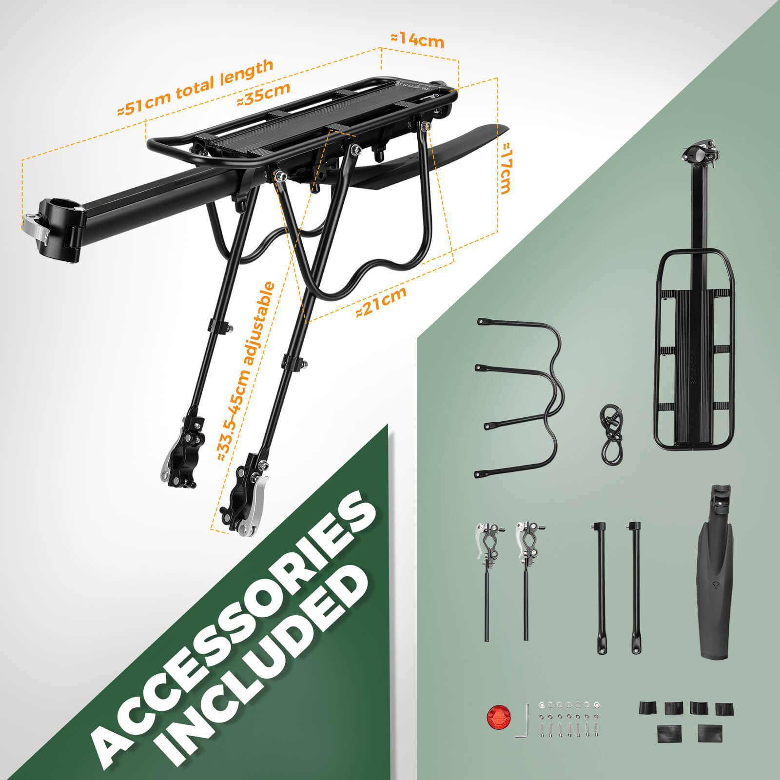 ROCKBROS aluminum alloy quick release bike rack for mountain bike touring.