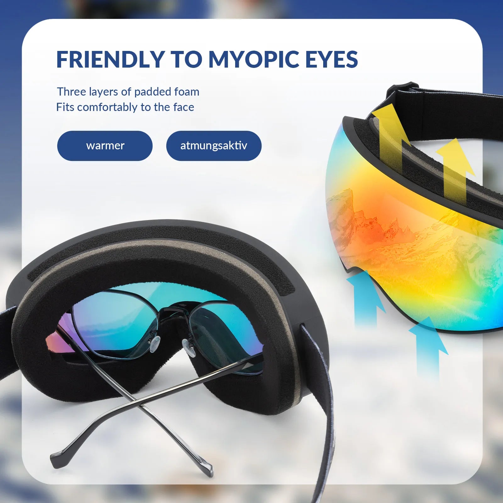 Rockbros family edition anti-fog ski goggles with double lens for adults and kids.
#color_black