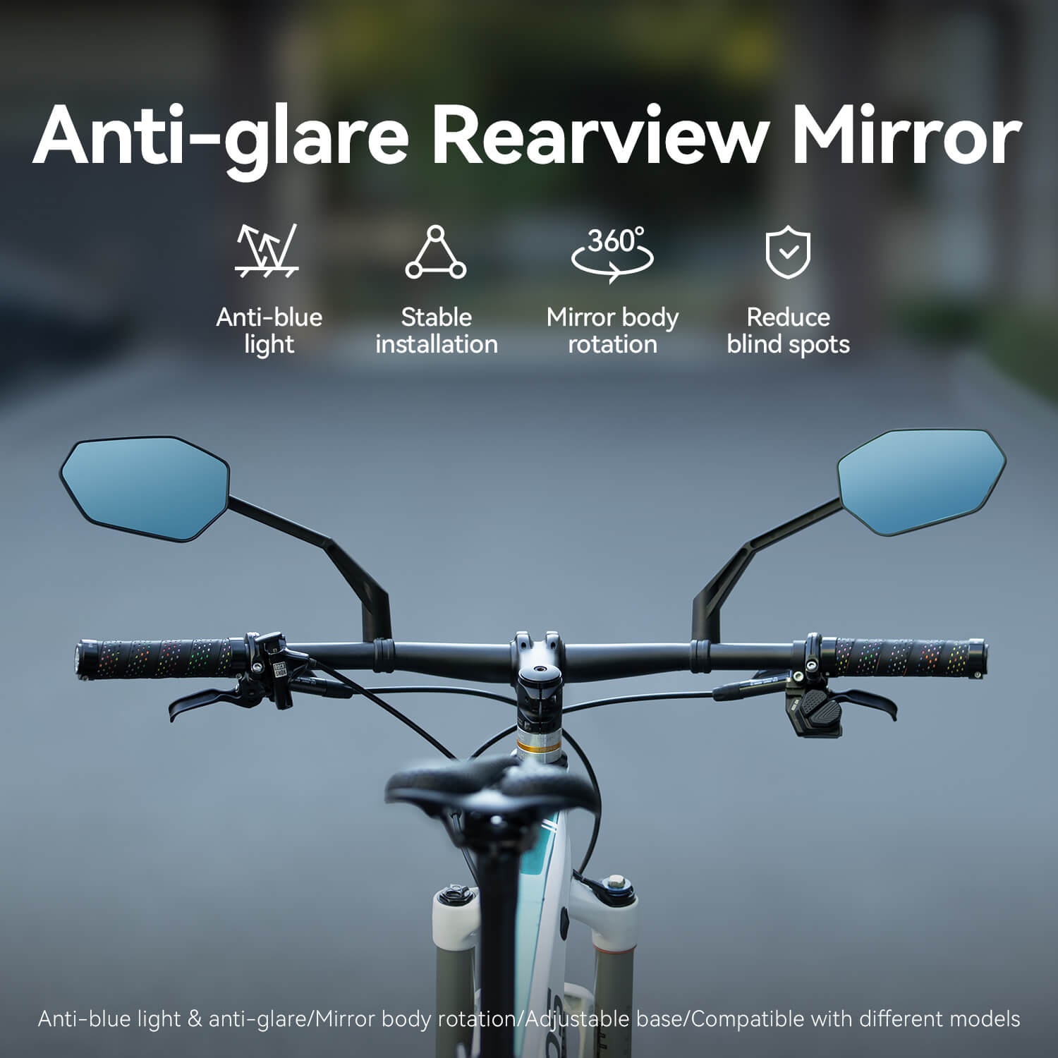 ROCKBROS anti-glare bike mirror for safer cycling visibility.
#option_left