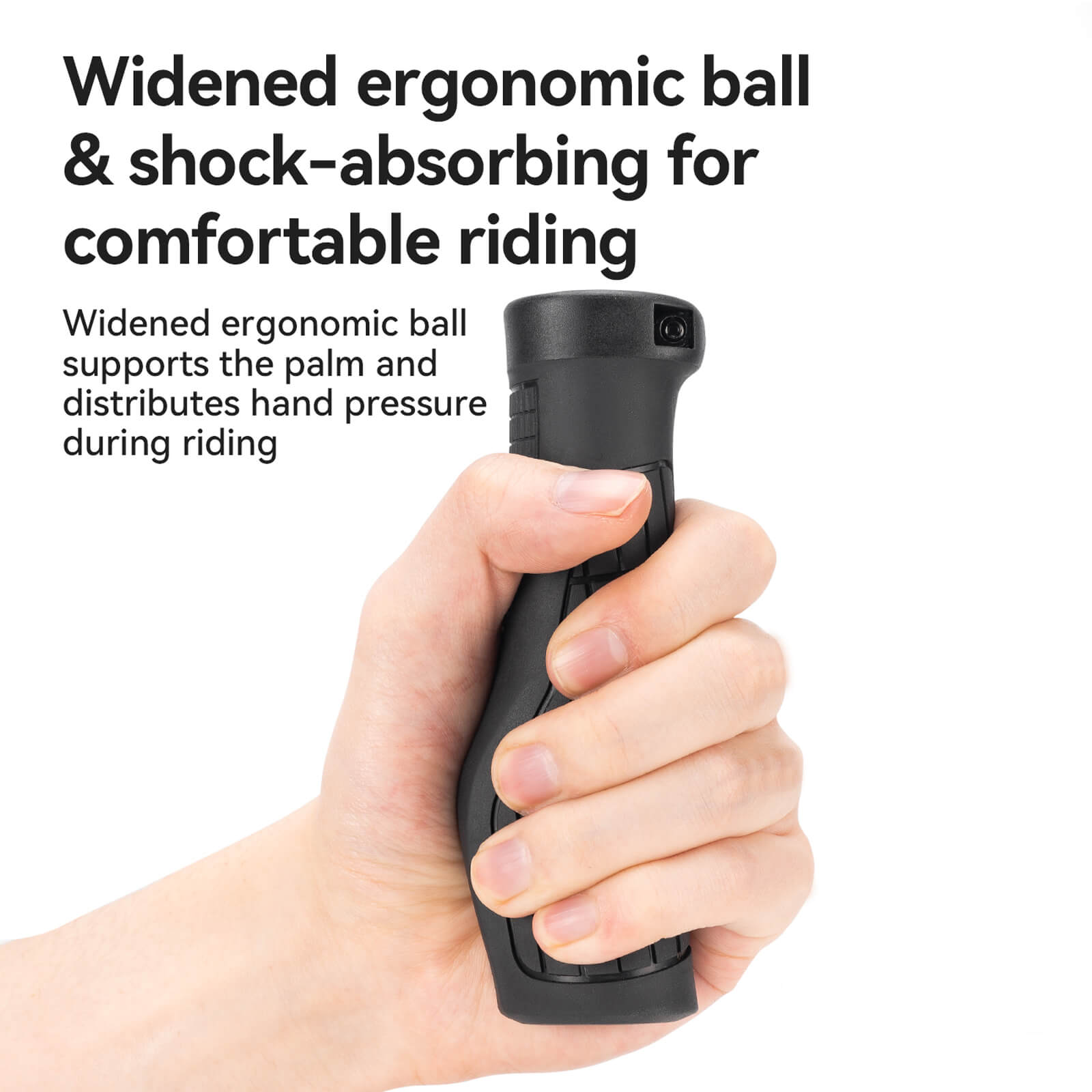 Pair of Rockbros anti-shock bicycle grips with ergonomic palm support in black.