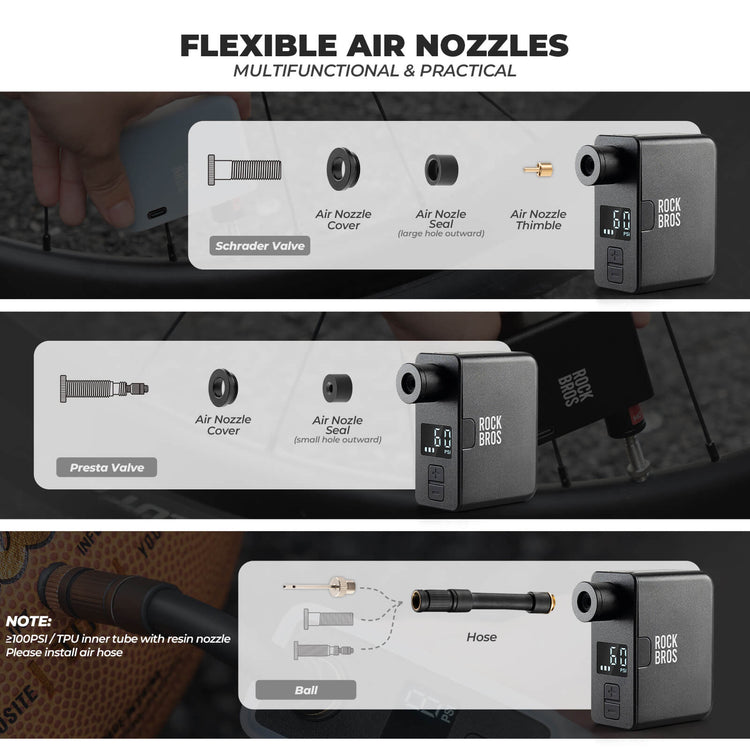 ROCKBROS AS1 Pro Compact Electric Bike Pump with LED Display for On-the-Go Inflation