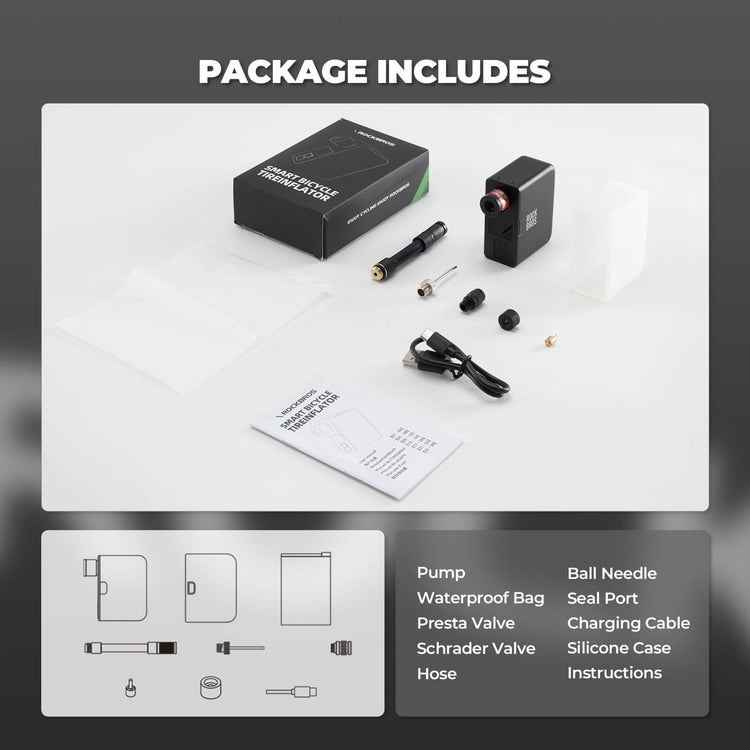 ROCKBROS AS1 Pro Compact Electric Bike Pump with LED Display for On-the-Go Inflation