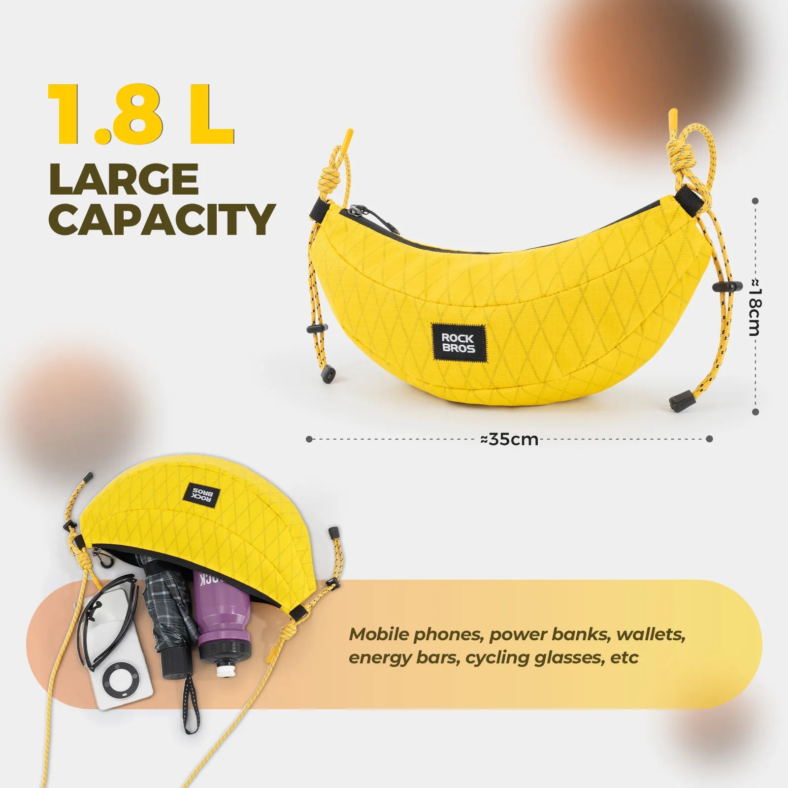 ROCKBROS Banana 2-in-1 handlebar bag front view urban bike accessory