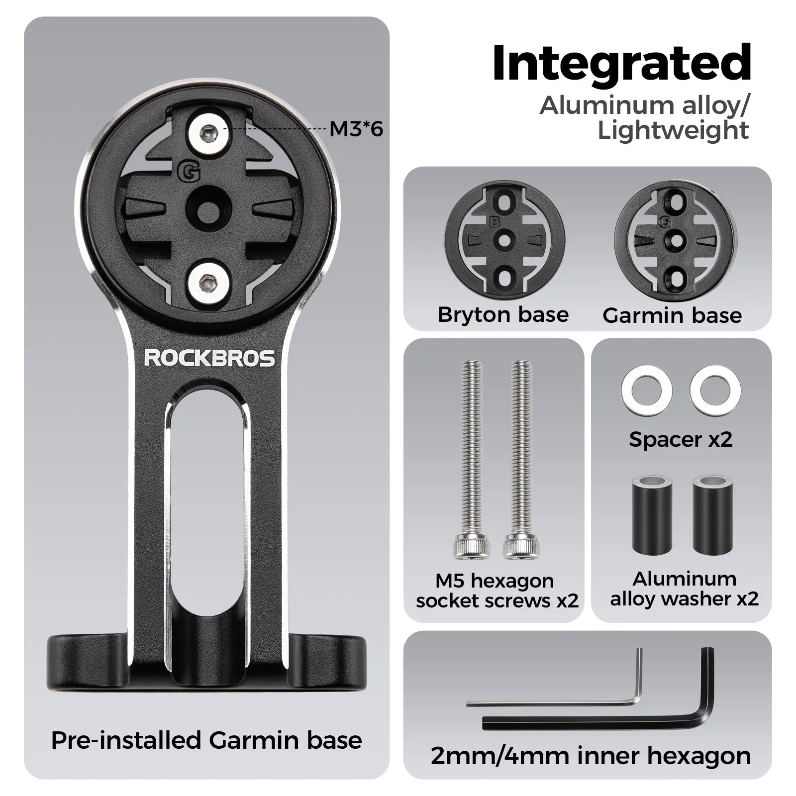rockbros integrated bike mount for lights and action camera recording.
#option_Standard Mount