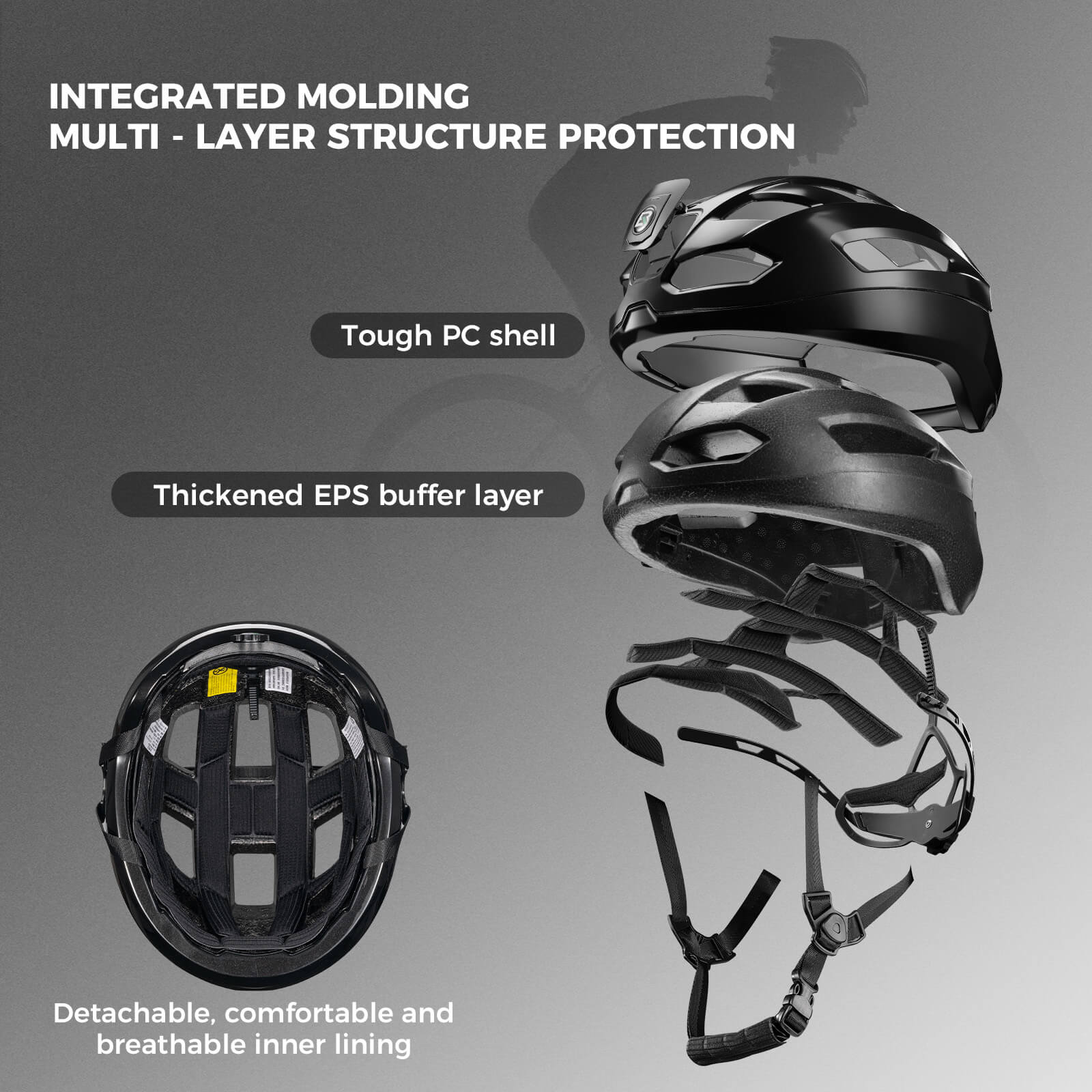 rockbros dual-light smart cycling helmet with remote control for safe night rides
#color_white