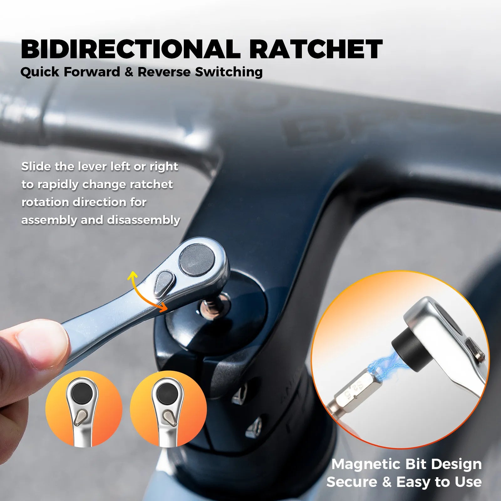 ROCKBROS 15-in-1 compact bike repair tool with replaceable bits.