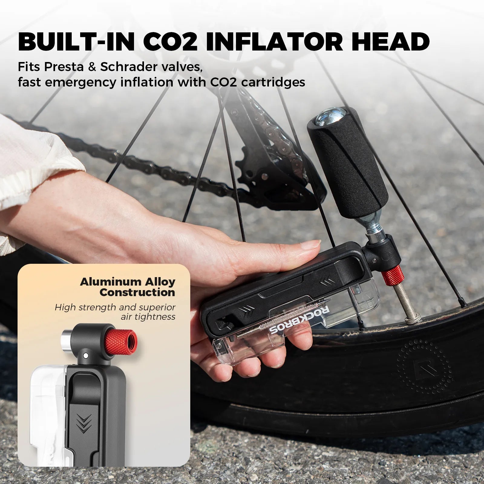 ROCKBROS 15-in-1 compact bike repair tool with replaceable bits.
