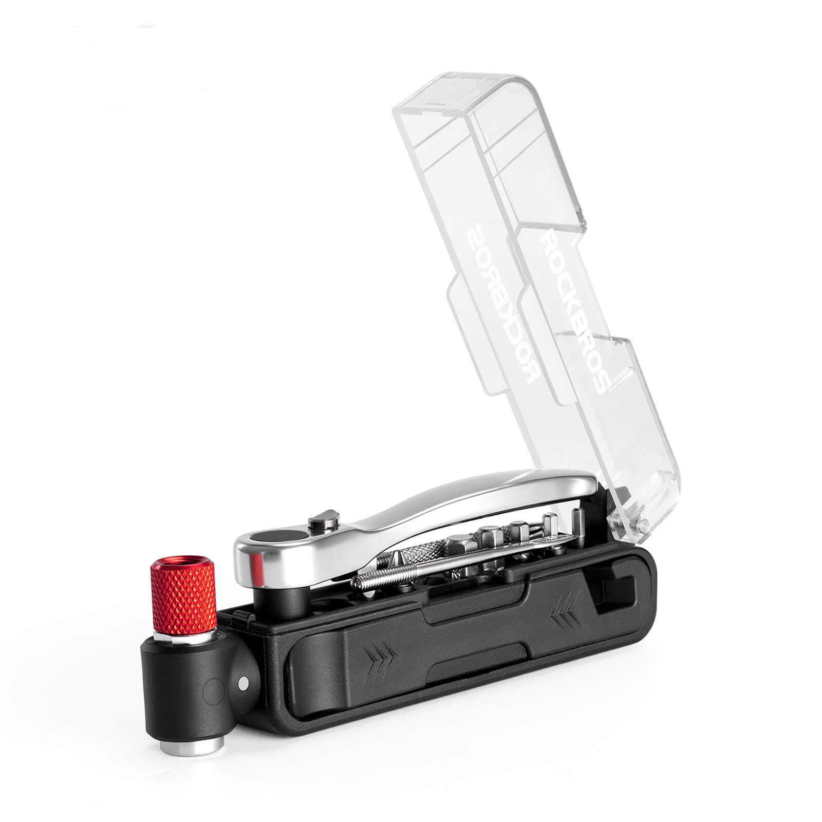 ROCKBROS 15-in-1 compact bike repair tool with replaceable bits.