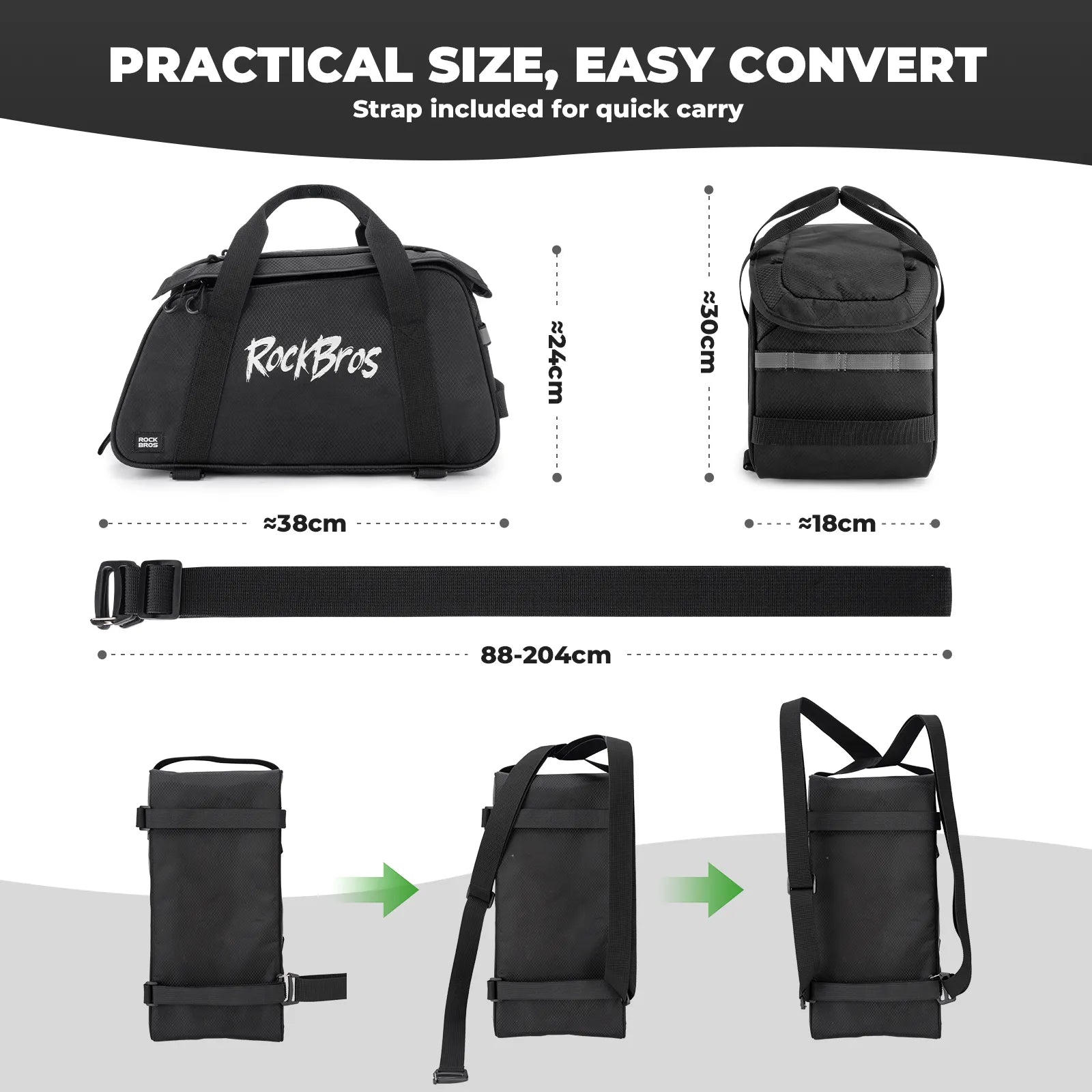 ROCKBROS Bike Rear Rack Bag 10.5L A41 for Bicycle Commuting and Touring