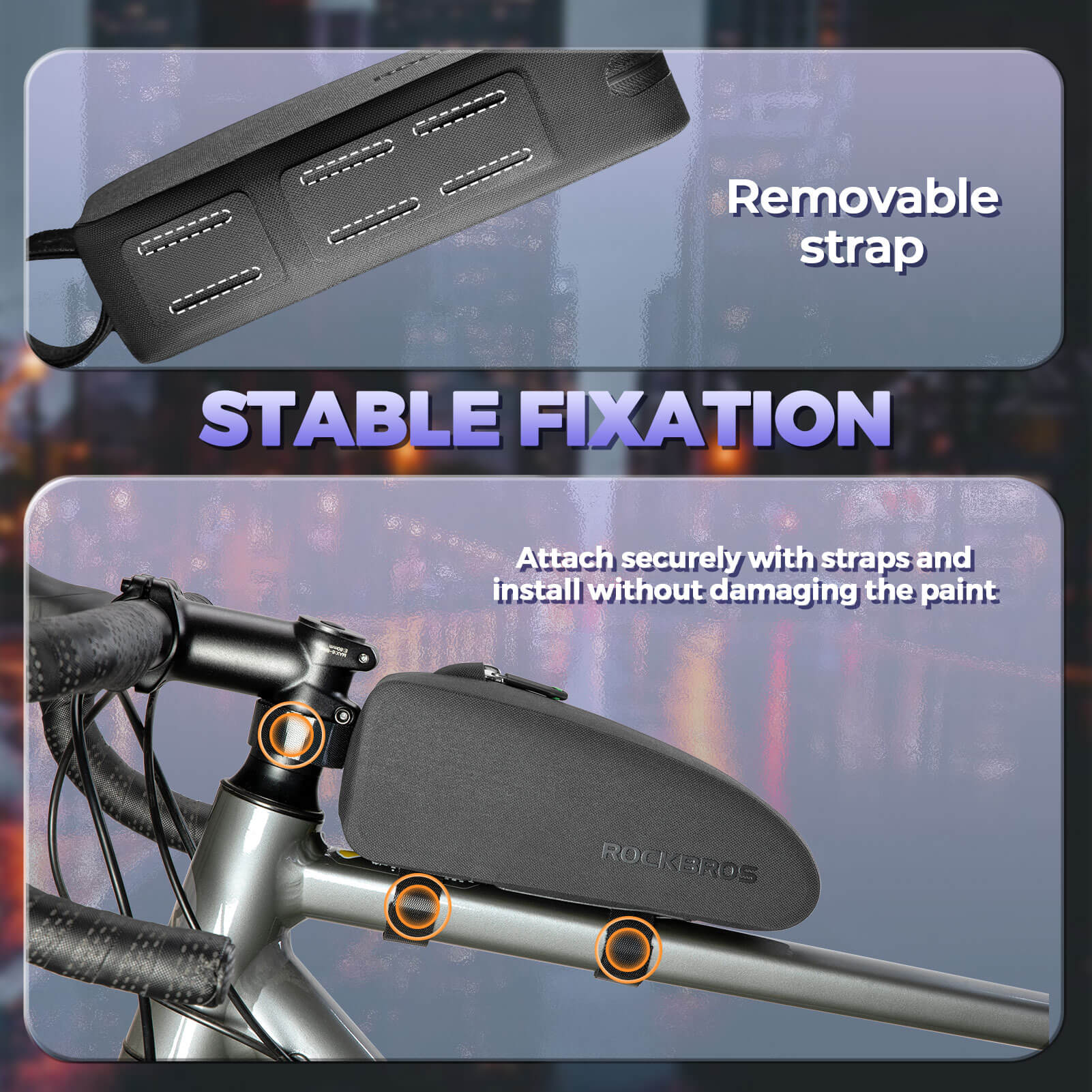 ROCKBROS waterproof cycling frame bag for outdoor biking.
#size_s (1L)