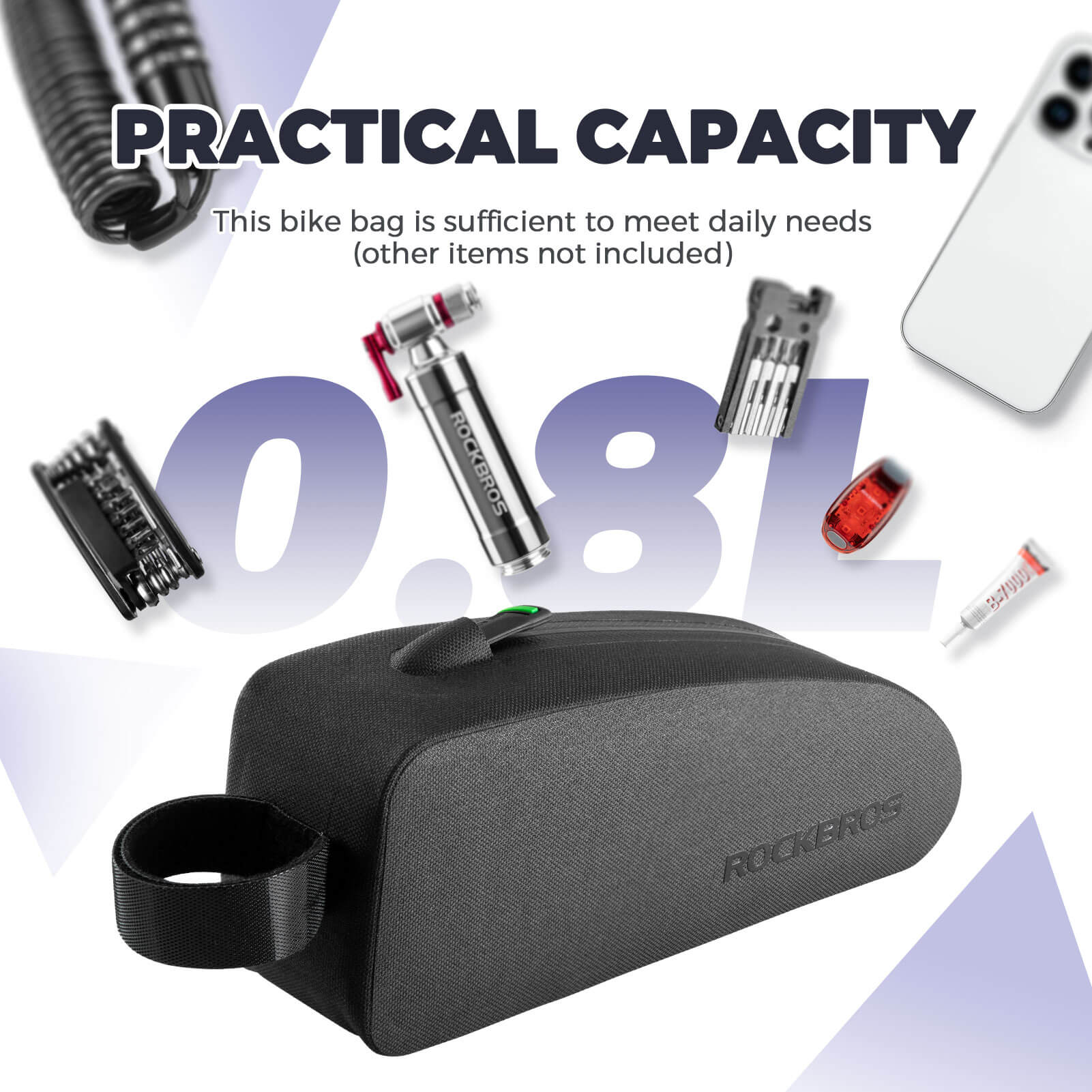 ROCKBROS waterproof cycling frame bag for outdoor biking.
#size_s (1L)