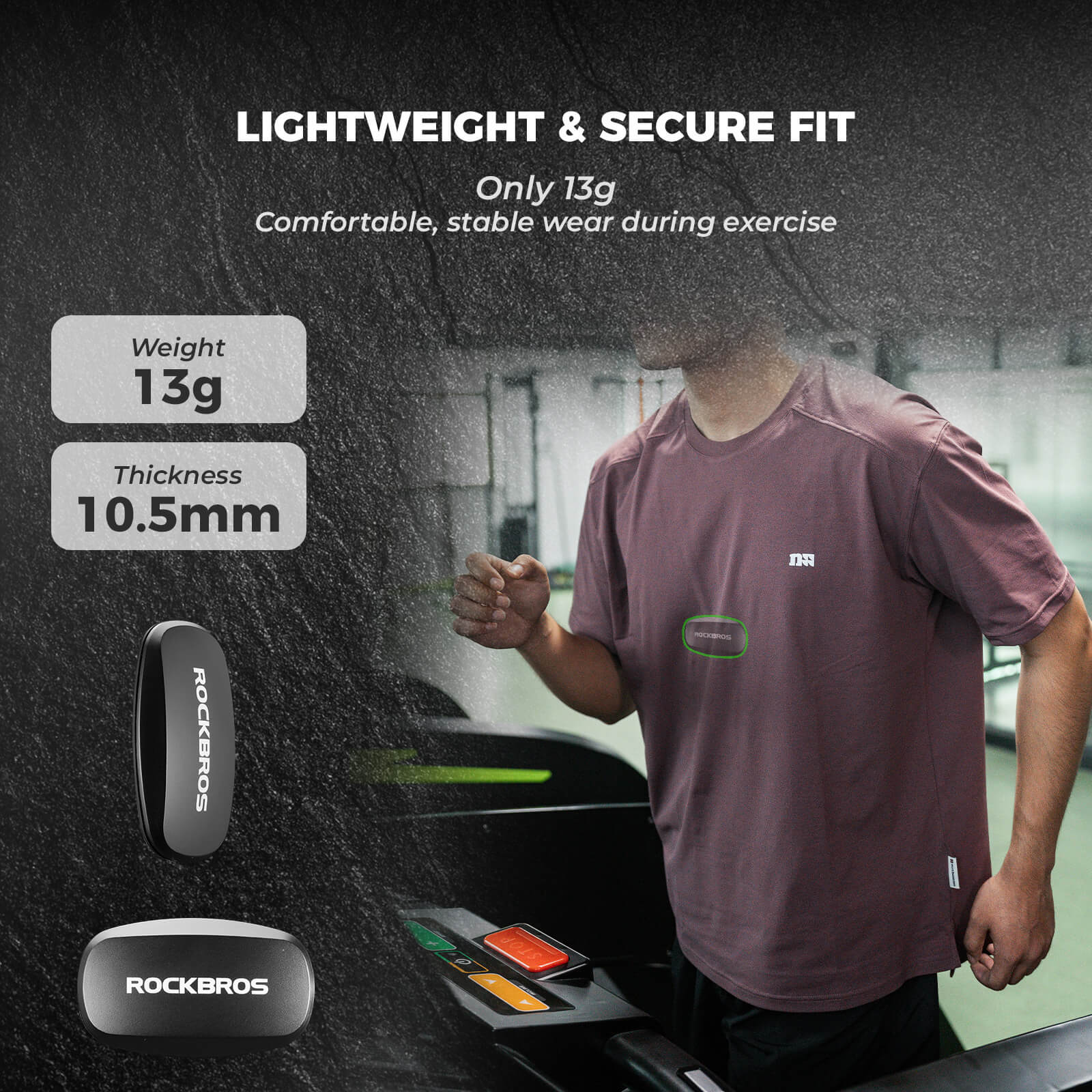 rockbros wireless heart rate chest strap for running and cycling.