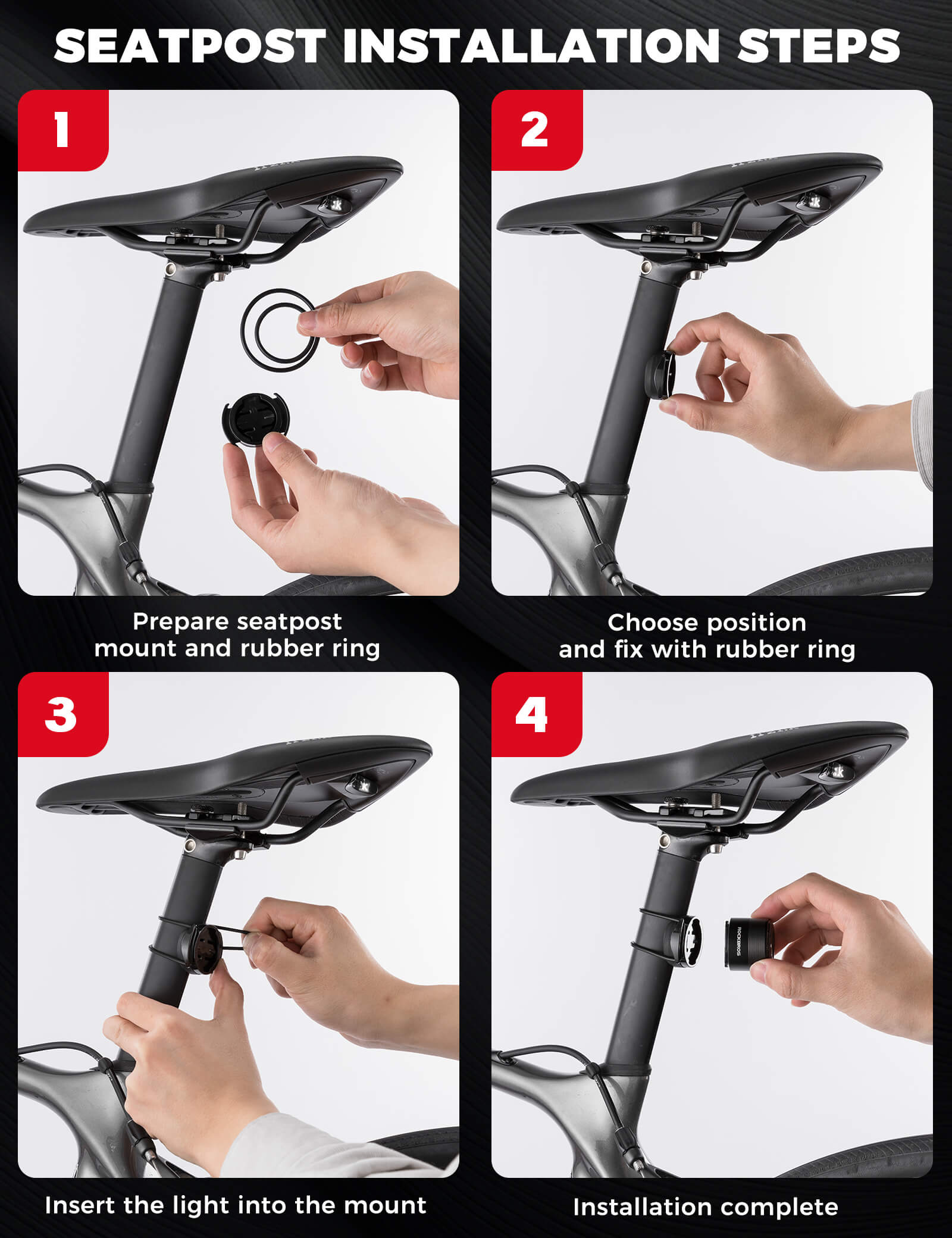 rockbros brake-sensing bike rear light for night cycling safety.