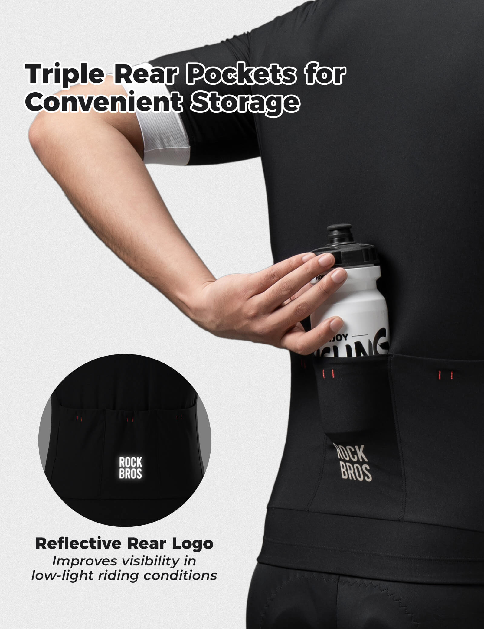 ROCKBROS breathable colourblock cycling jersey for summer road cycling.