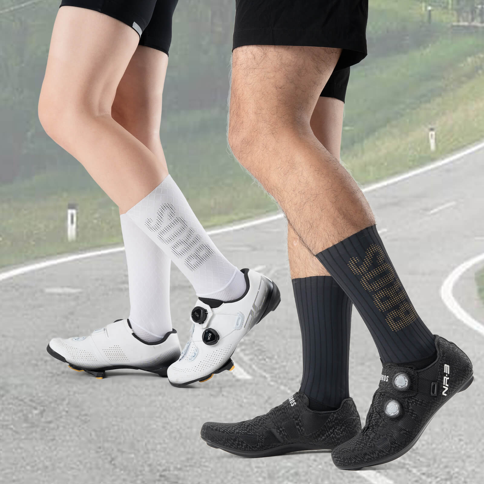 rockbros breathable knee-high compression socks for running and training.
#color_silver