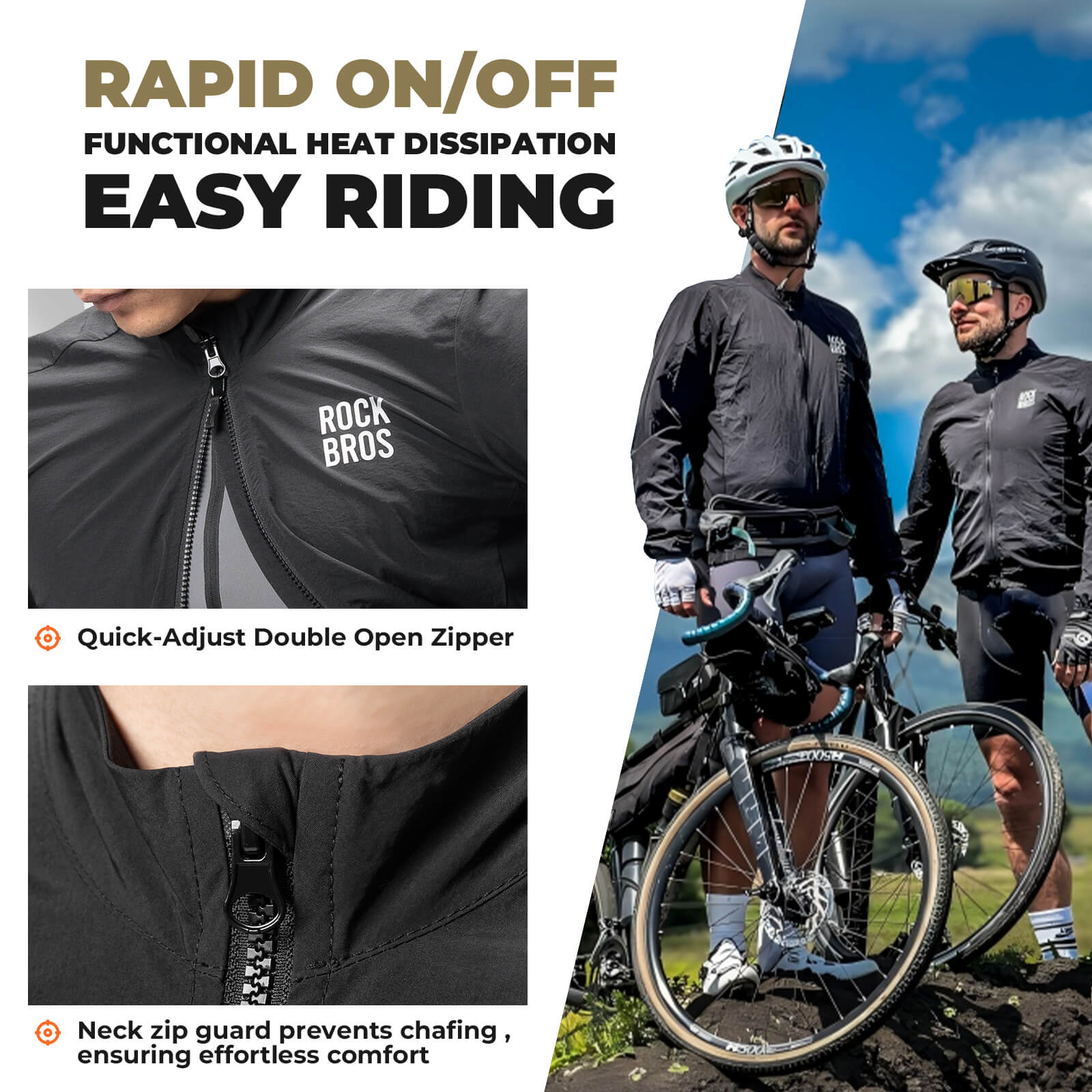 rockbros ultralight windproof cycling jacket for morning road rides.
#color_earth green