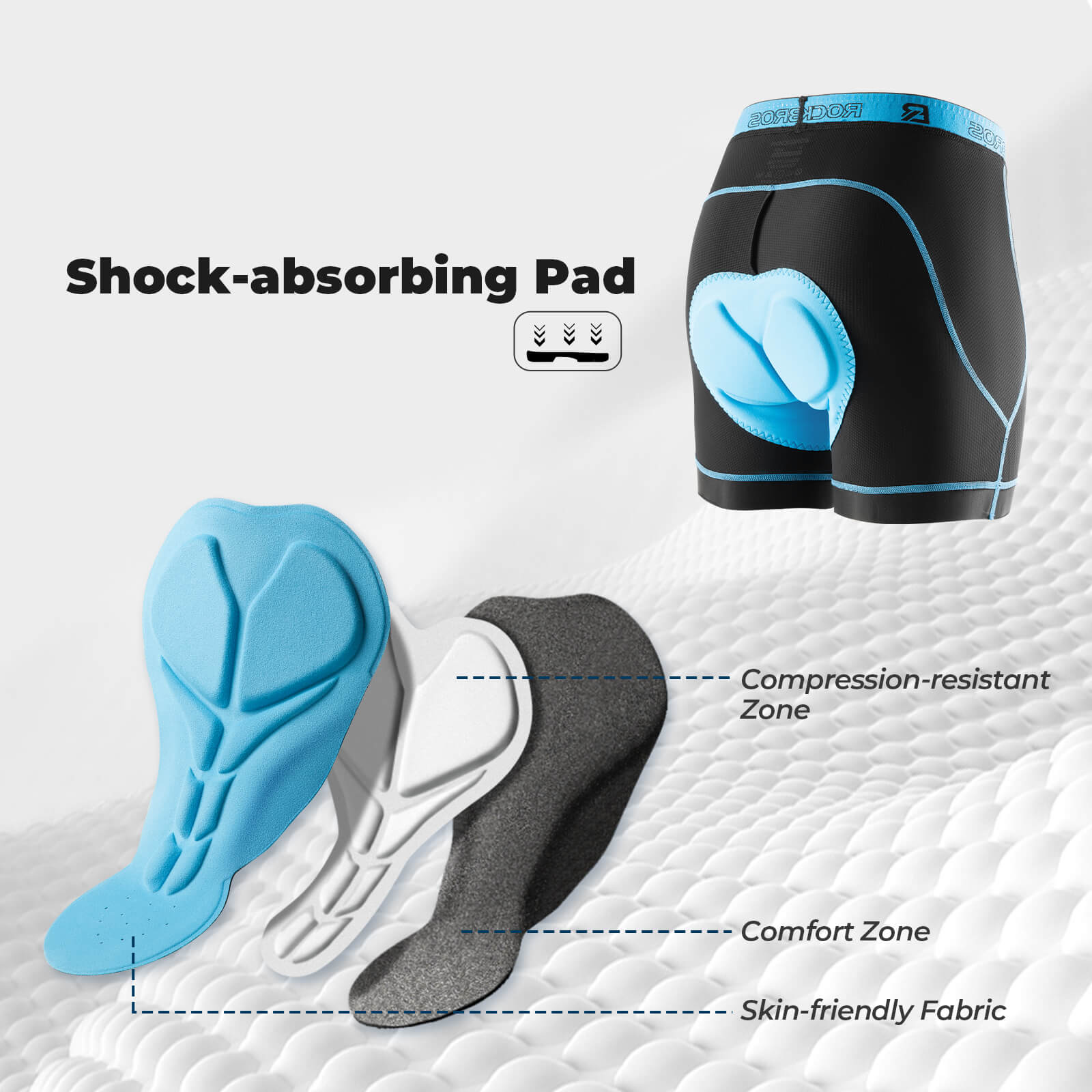 rockbros breathable padded cycling underwear for men anti-chafing liner shorts.