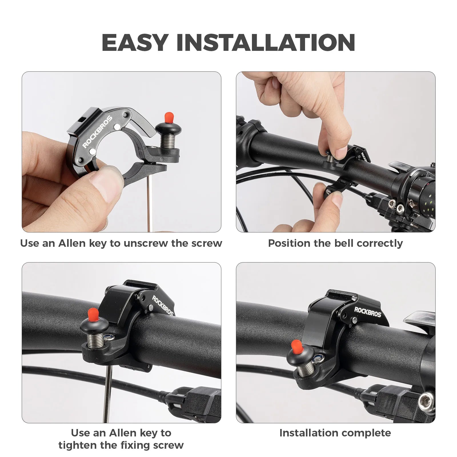 ROCKBROS C-Shape Mini Bike Bell in black, hidden bicycle bell for 22.2mm handlebars
#color_black